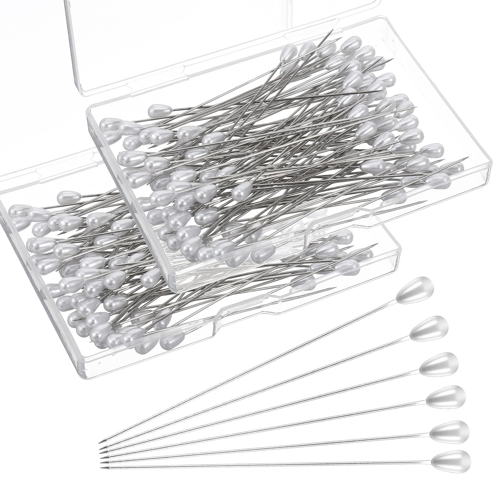 Mabor 200Pcs 75mm/3Inch Straight Pins Sewing, Pearl Head Decorative Pins