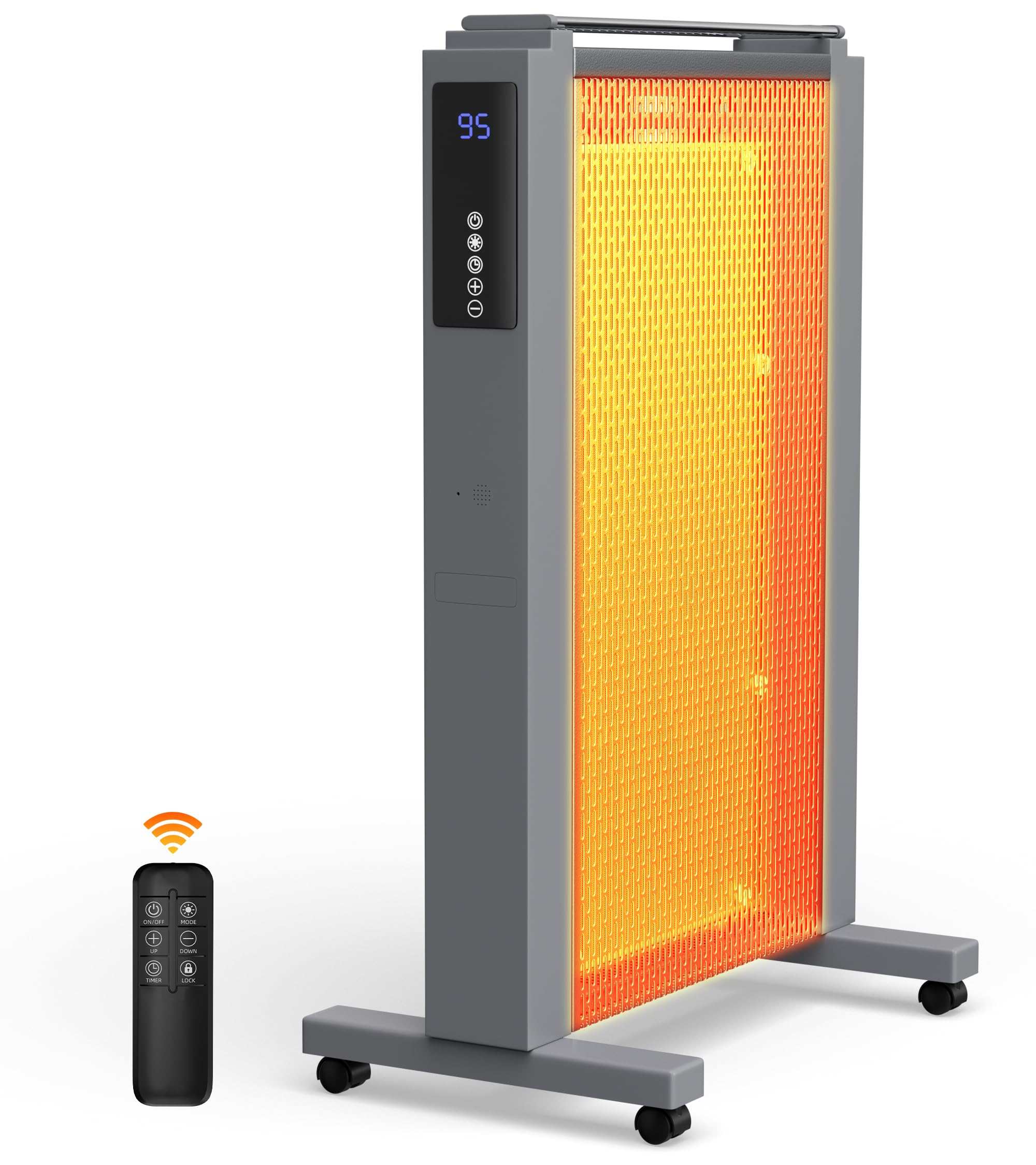 AKIRES Electric Mica Infrared Space Heater Indoor Use 1500W Large Room Heater with Smart Thermostat Overheat Tip-Over Protection