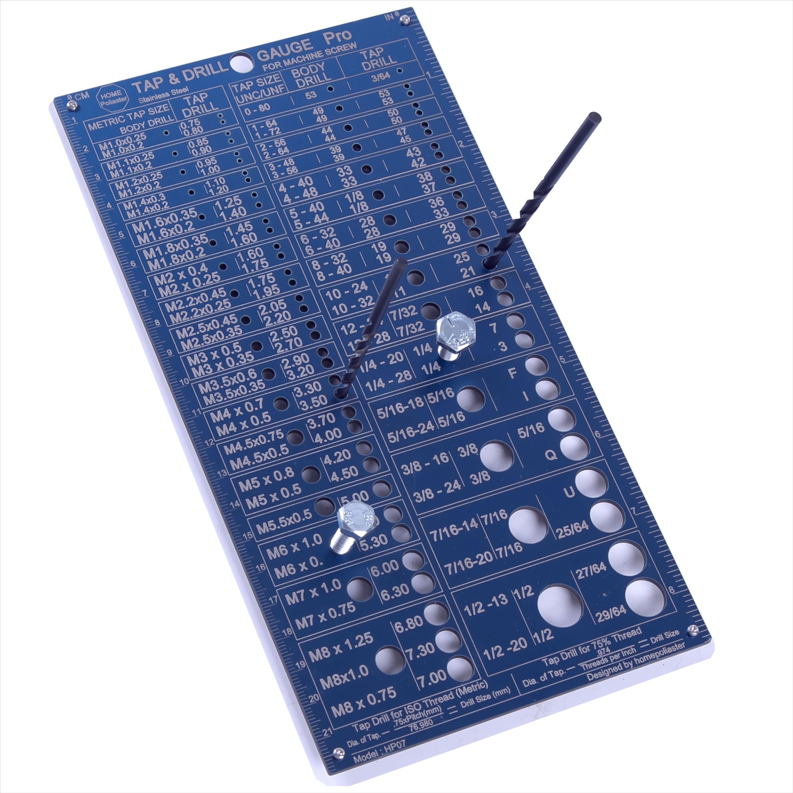 Stainless Steel Tap & Drill Gauge | Metric And SAE | Recommends Drill - View #6