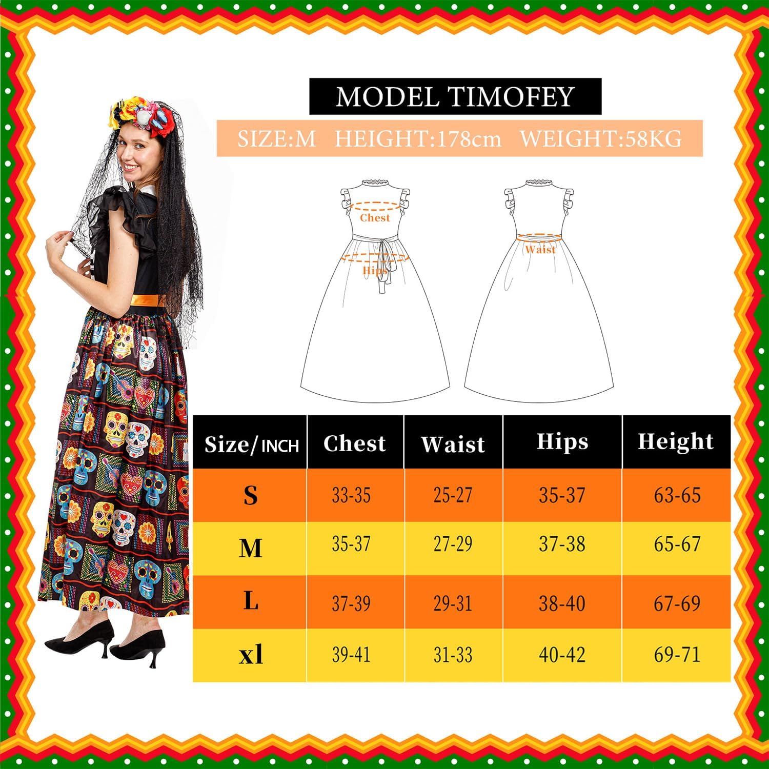 Funnlot Day of The Dead Costumes Women Skull Dress Skeleton Costume for Women Halloween Dress up with Face Tattoos - Image 3