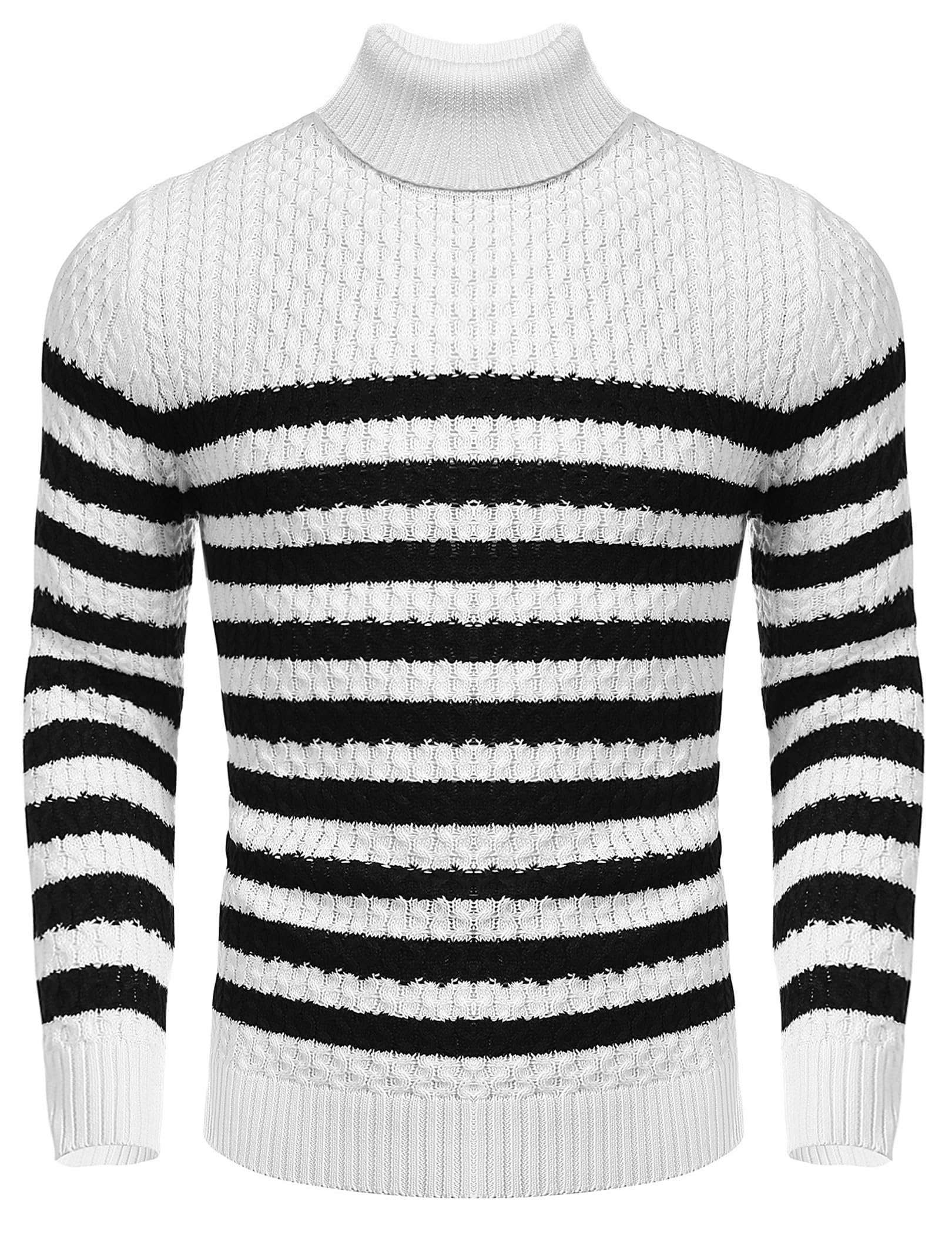 COOFANDY Men's Slim Fit Turtleneck Sweater Casual Knitted Pullover Sweaters