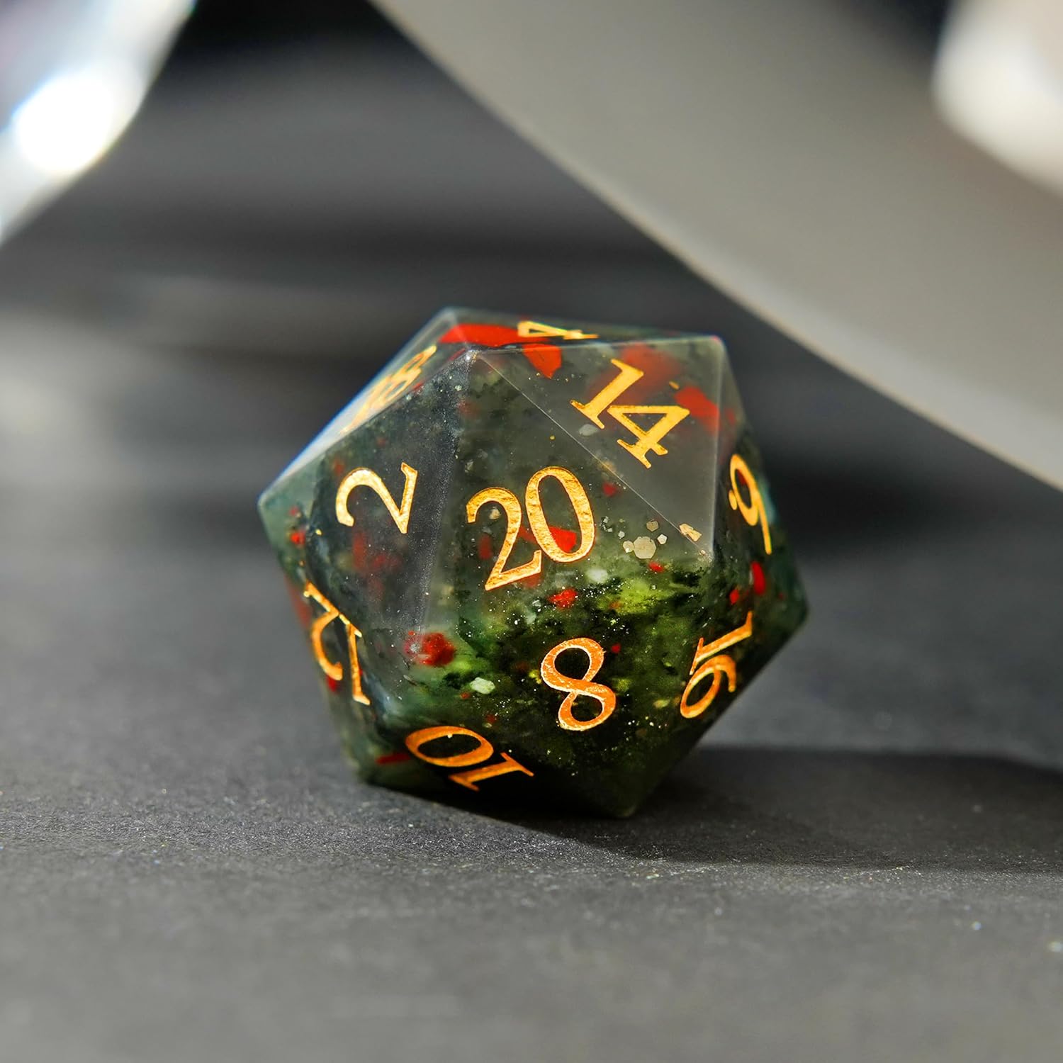 Blood Stone Crystal DND Dice Set 7 PCS Gemstone Suitable for Dungeons and Dragons for Polyhedral Dice for D & DRPG Games (Blood Stone)