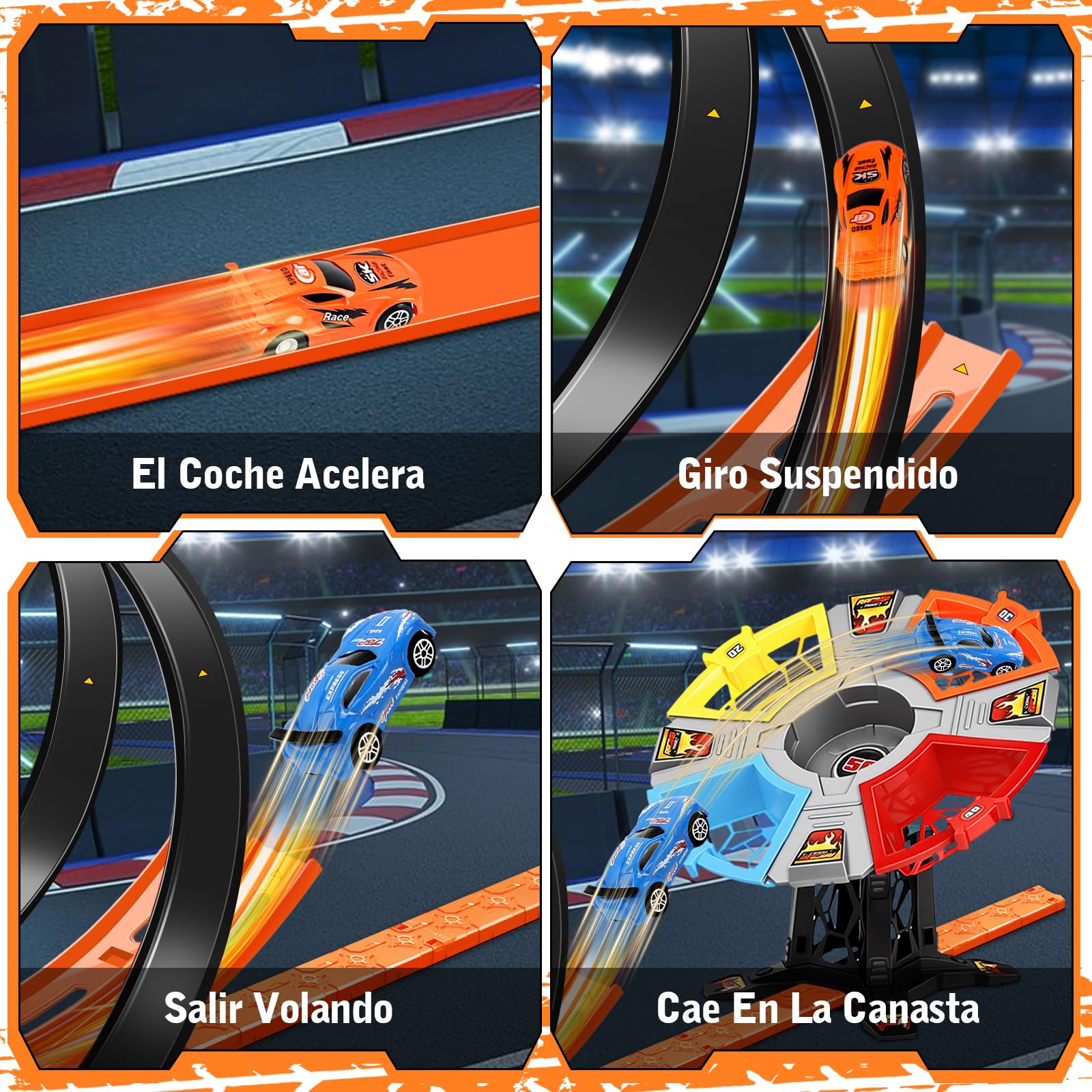 Charmofun Pista de Carreras, Circuito Coches Niños, Pista en Bucle de Coches, Juguete de Coche Regalo para Niños de 3, 4, 5, 6+ Años
