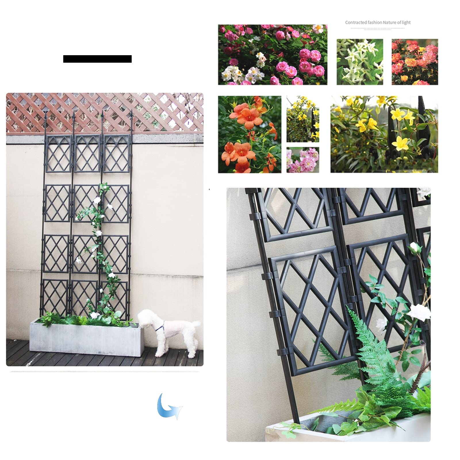 Treillis de jardin en fer pour plantes grimpantes, cadre en métal robuste pour jardin, légumes et fleurs, panneau en treillis métallique extérieur (30 x 180 cm)