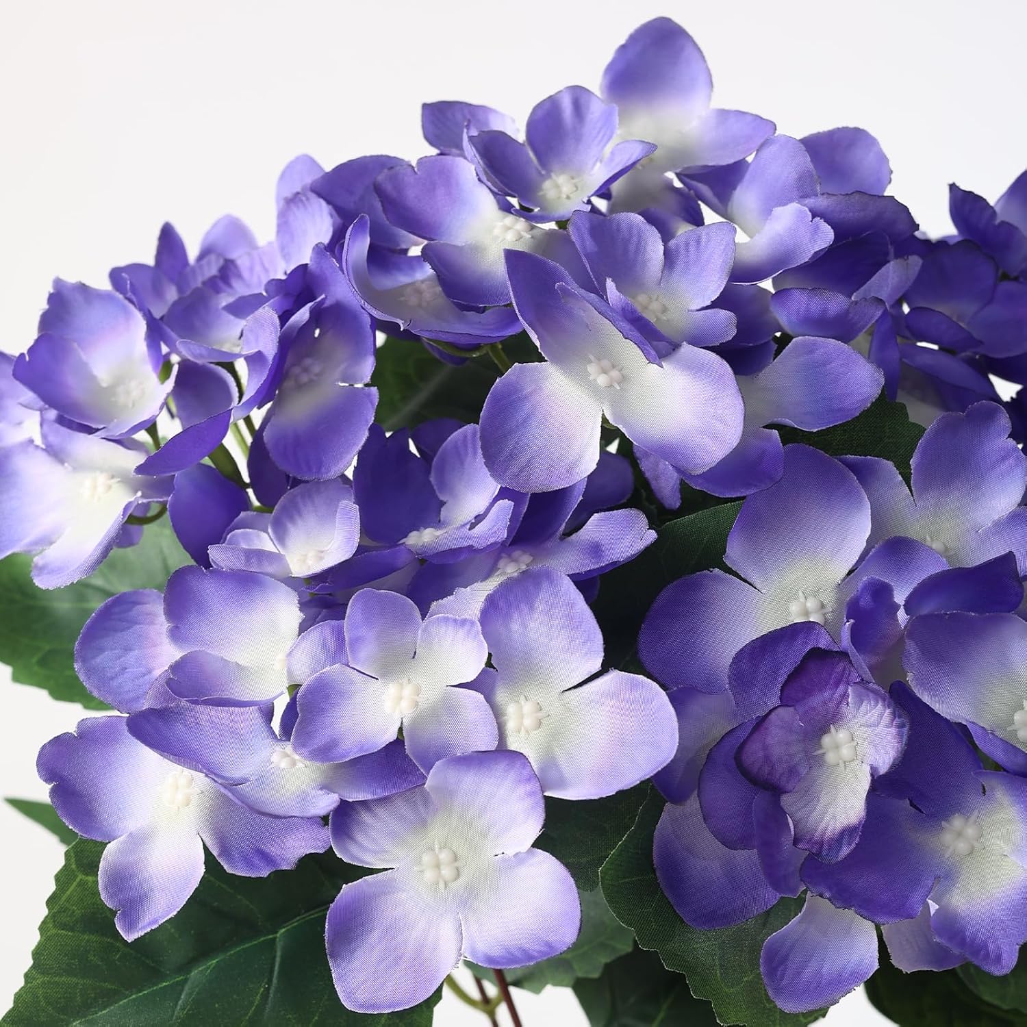 FOTEEWL 16 Bundles Artificial Hydrangea Flowers for Outdoor Decor, Realistic Faux Silk Bouquets Sun-Resistant Fake Plants for Front Door Balcony Farmhouse Garden Home Spring Summer Decor (Purple)