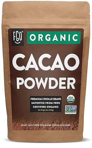 Cacao orgánico en polvo granos de criollo prémium de Perú bolsa resellable de 16 onzas