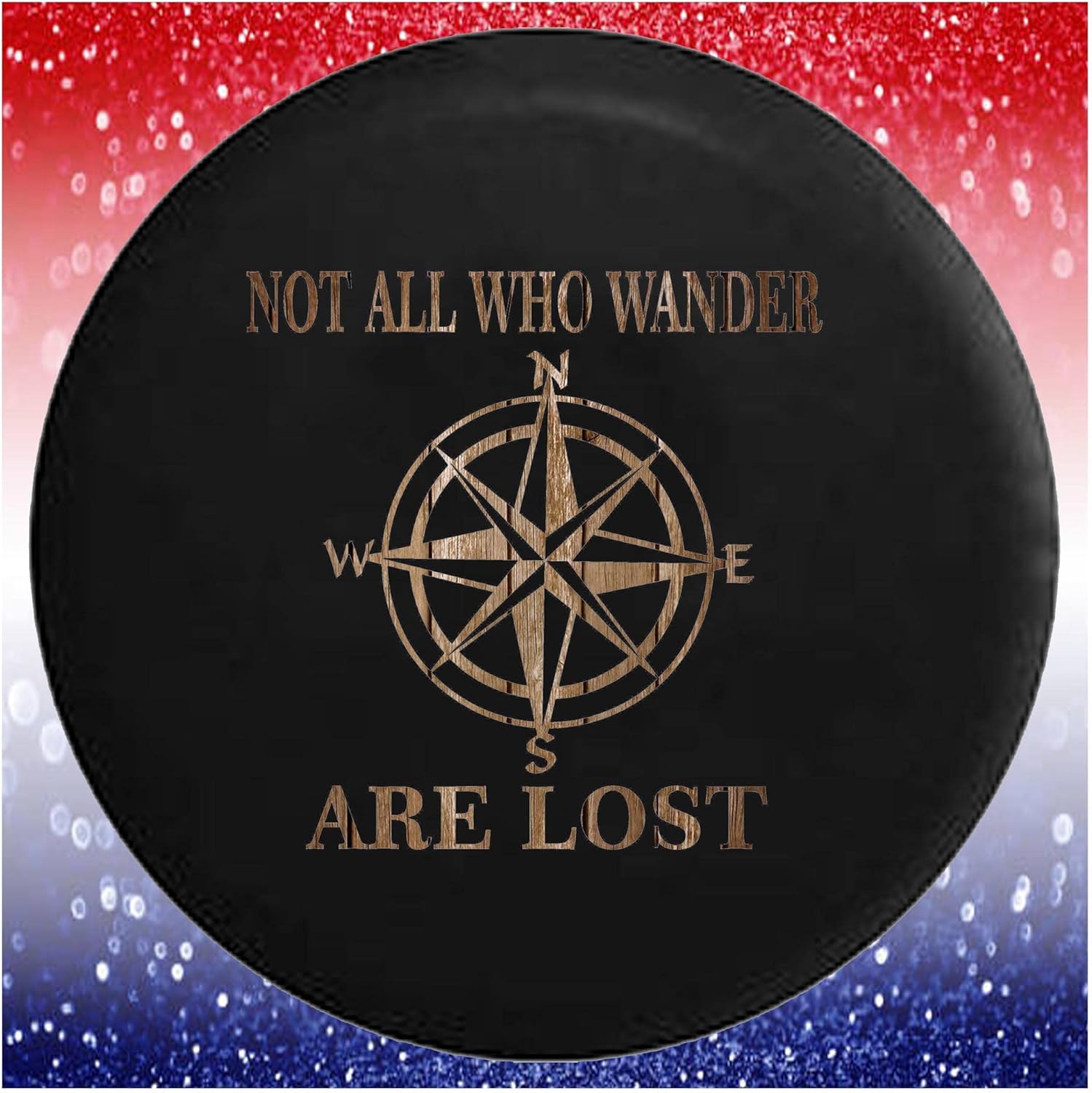 Car Tire Covers Not All Who Wander Black 30 to 31 Inch