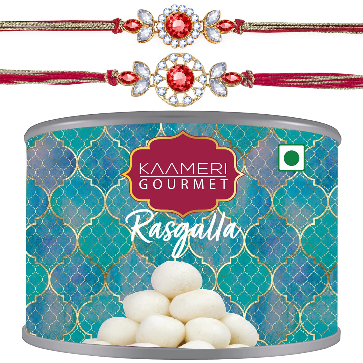 Kaameri Bazaar Set of 2 Rakhis with Sweets Combo - Rakhi for brother with Rusgulla Gift Pack (B09C3VDJKZ) Amazon Price History, Amazon Price Tracker