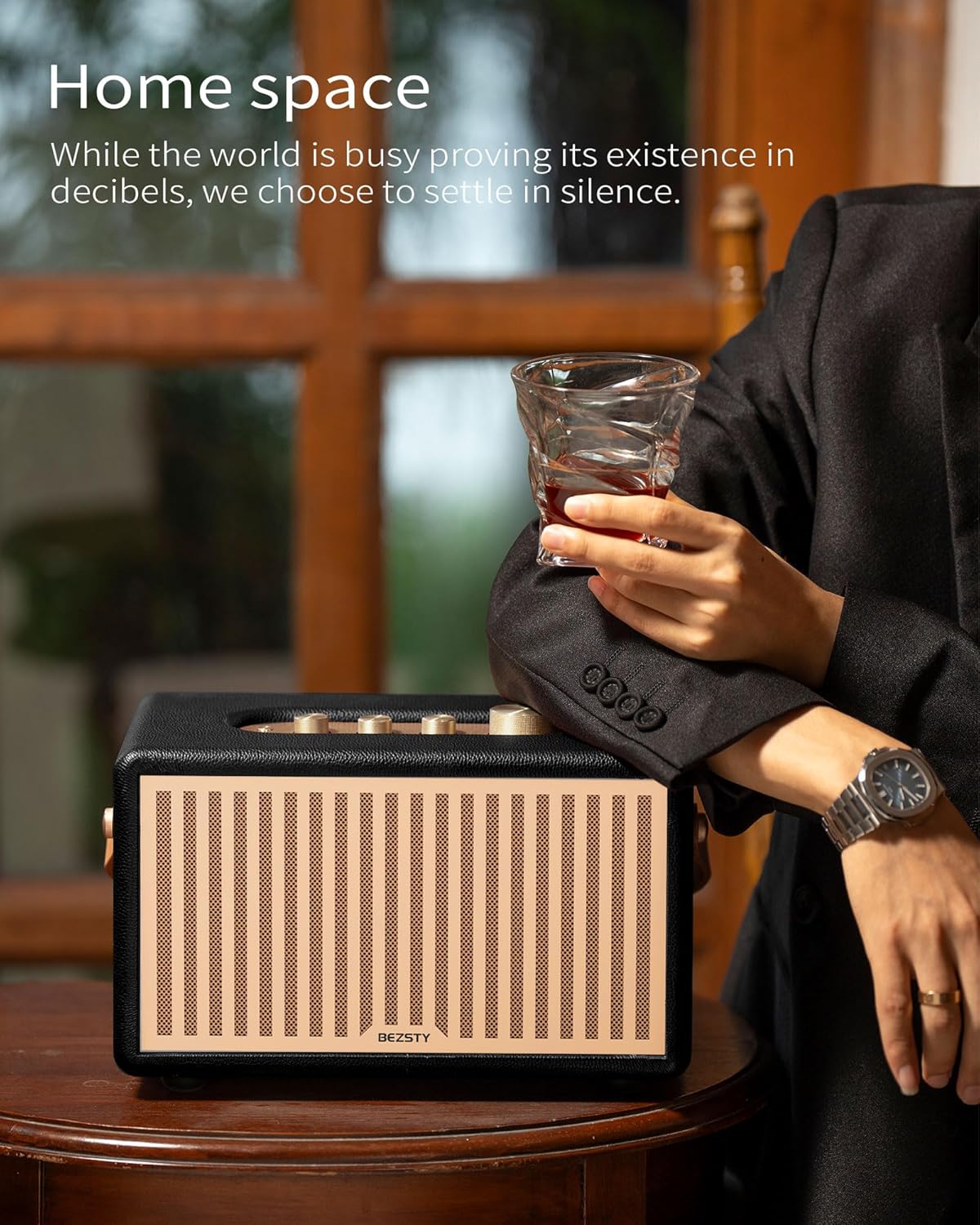 M25 Portable Bluetooth Speaker 5.2, 50H Long Playtime, Powerful Bass, 3.5H Fast Charge, Indoor/Outdoor/Travel Speaker with USB/AUX, Black