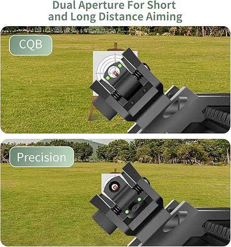 Miniatura 5 de Focuaim T3 Fiber Optic Offset Iron Sight, Low Profile 45 Degree Front and Rear Backup Sights with Green Red Dot for Picatinny Mount, Spring-Loaded