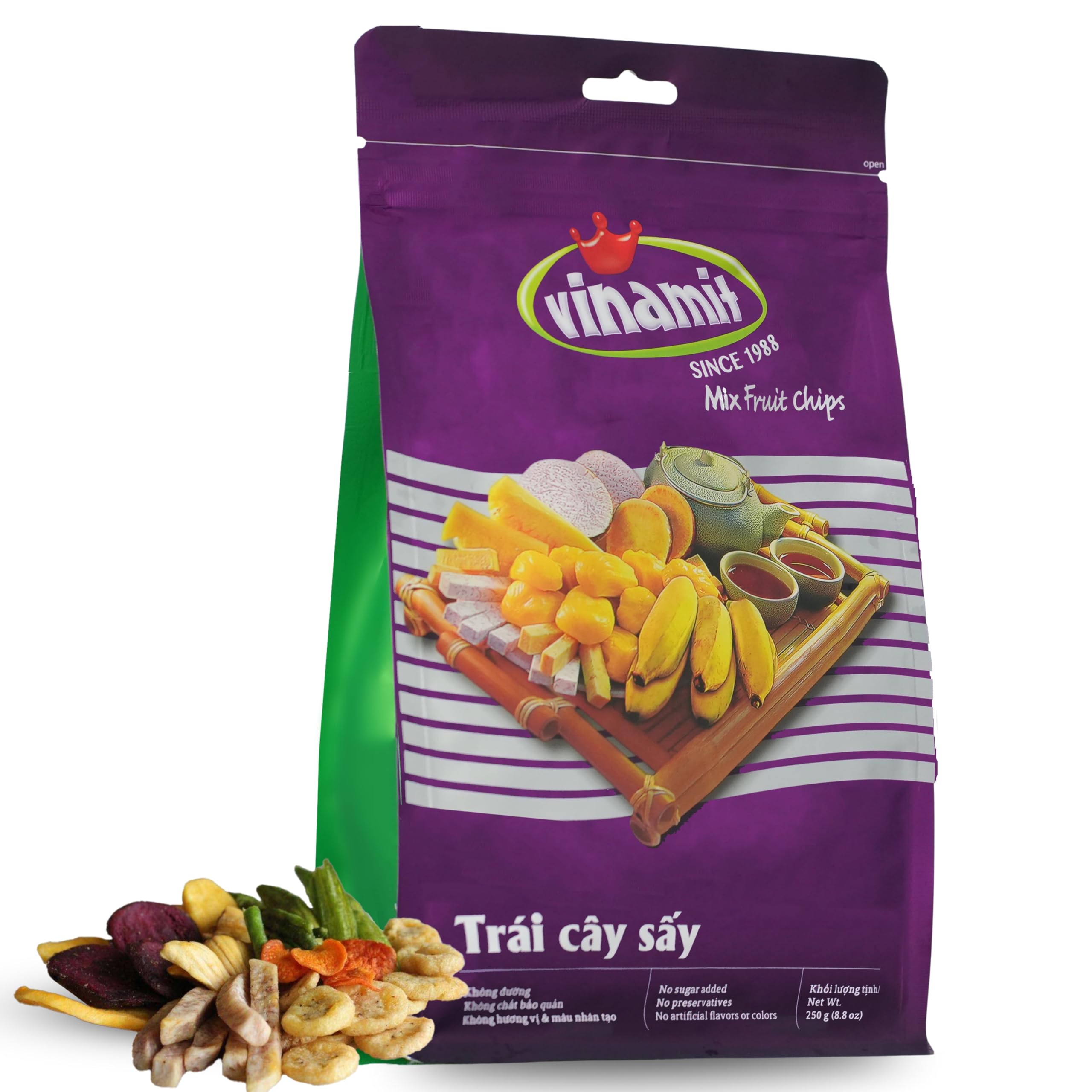 Vinamit Mixed Fruit Chips | Christmas Snacks 8.8 oz Bag | Tropical Mix with & Vegetable | No Sugar Added | Non-GMO, Gluten-Free, Vegan | Healthy Fruit Snacks for Adults, Kids, Gifting, Family Share