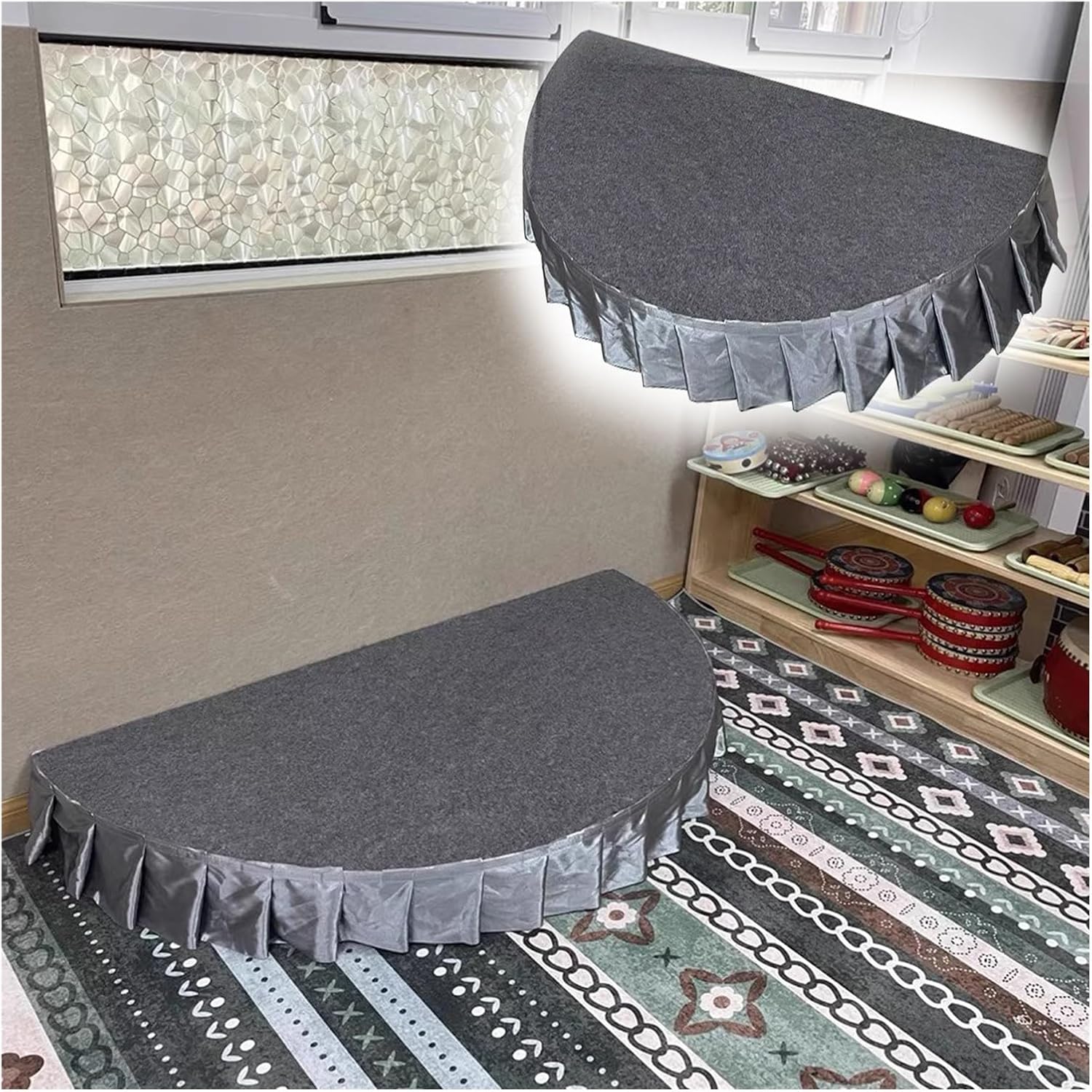 Mini Portable Stage Platform for Events 3.3/3.9ft, Home Folding Performances Stages Stand for Schools, Auditoriums, Concerts, Resta(3.9x1.9ft/47.3x23.6in)
