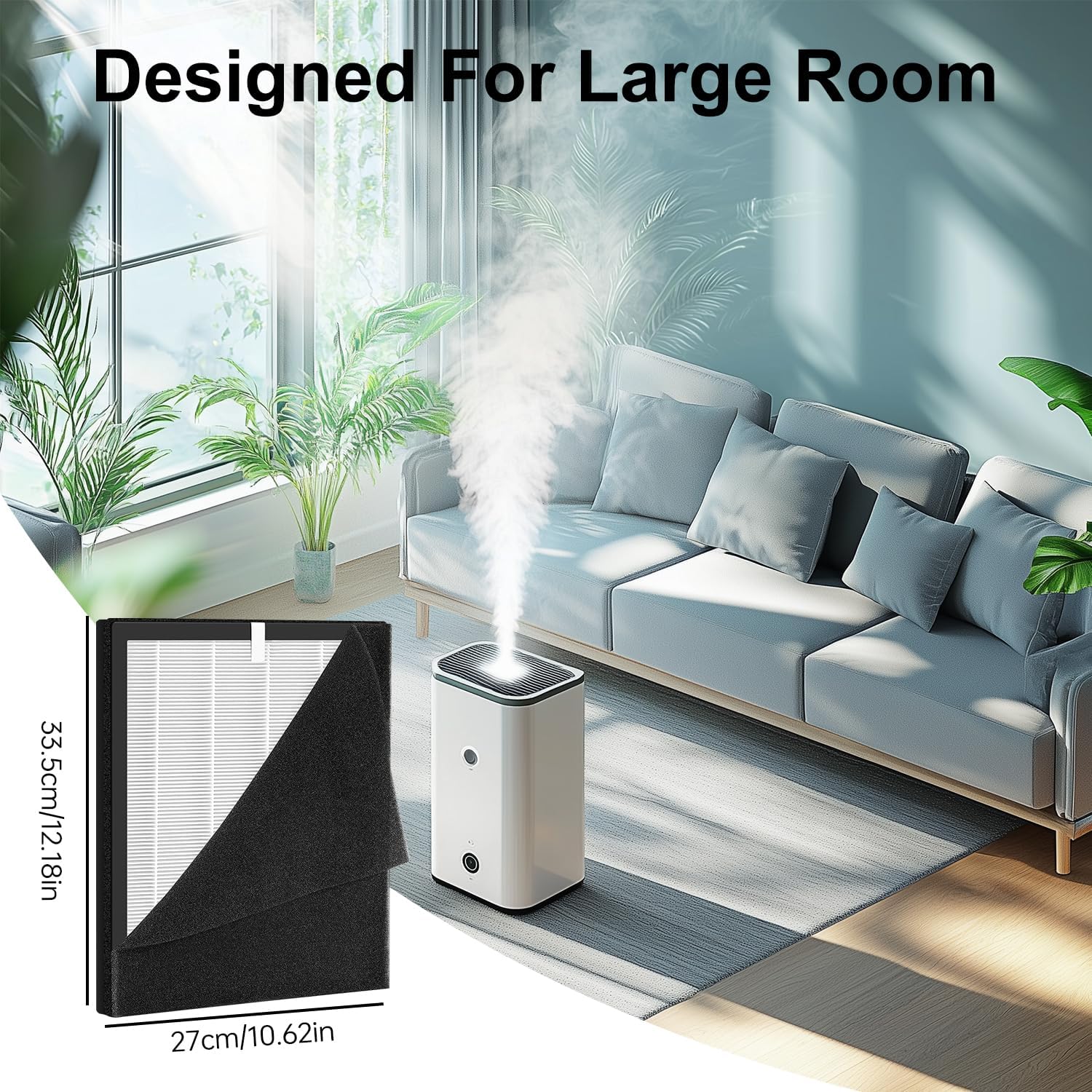 2 Pack KJ190L Replacement Filter,Compatible with MOOKA KJ190L Pet Air Purifier,Suitable for Large Room with 2000 Ft², 2 Replacement Filter & 4 Washable Pre-Filters for Pet-raising family
