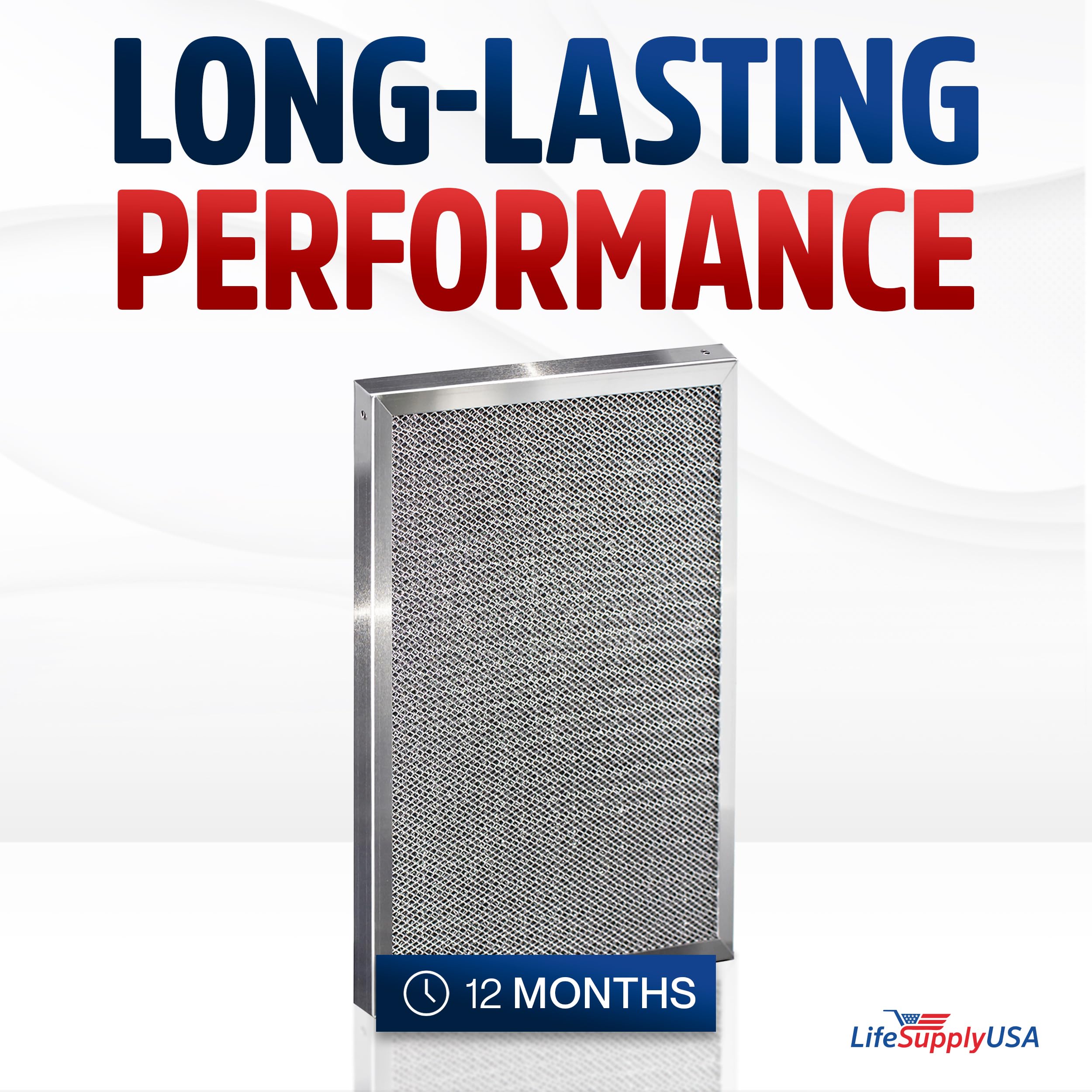 LifeSupplyUSA - Filtro aria elettrostatico in alluminio (12 x 20 x 1), filtro aria condizionata lavabile per HVAC centrale, MERV 8, risparmio energetico, facile da pulire, durevole (confezione da 1)