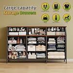 COTUBLR Dresser for Bedroom with 13 Drawers, 55” Wide Chest of Drawers, Fabric Dresser with 2 Wooden Shelves, Storage Organizer Unit with Fabric Bins for Bedroom, Living Room, Hallway, Rustic Brown