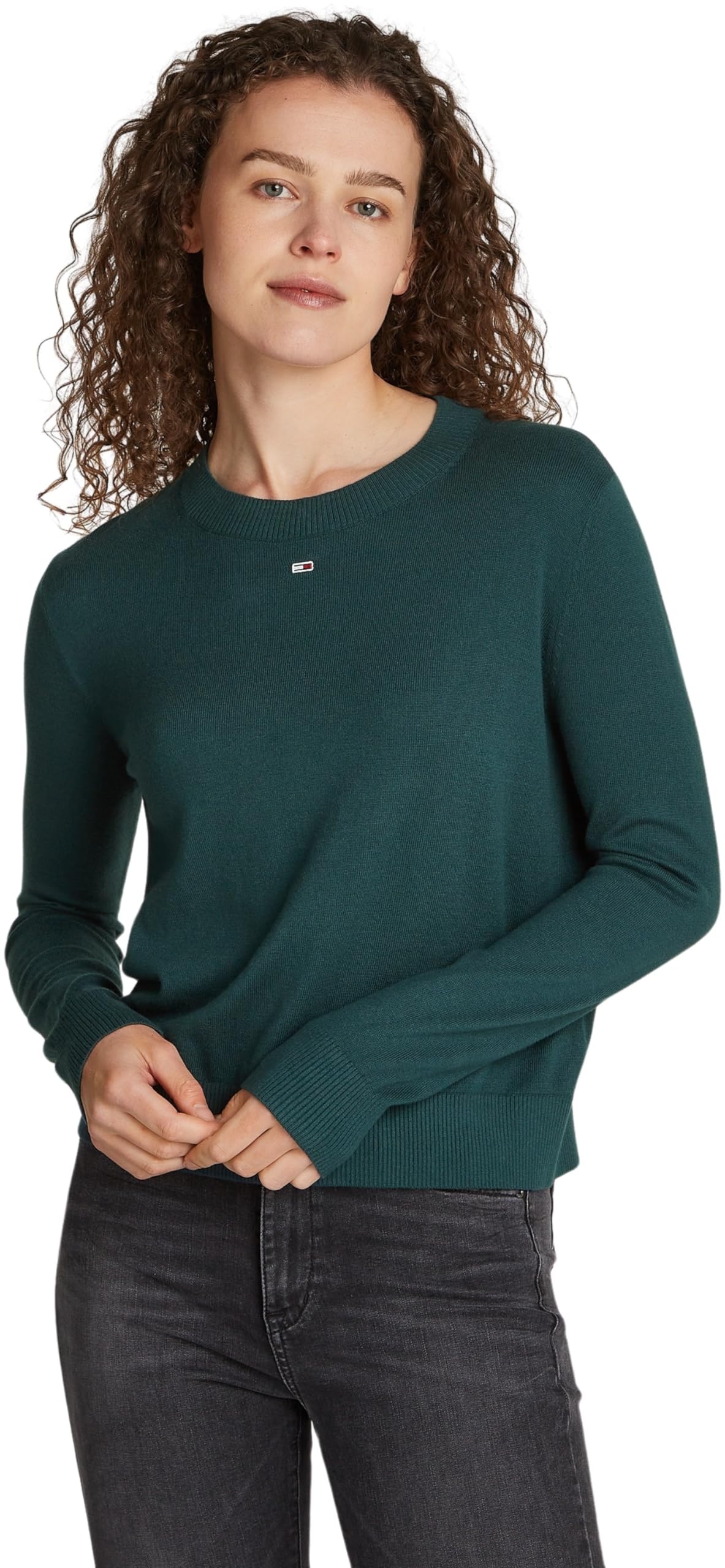 Tommy Jeans Women's Tjw Essential Crew Neck Sweater Dw0dw17254 Pullovers, Blue (Deep Seawater), M