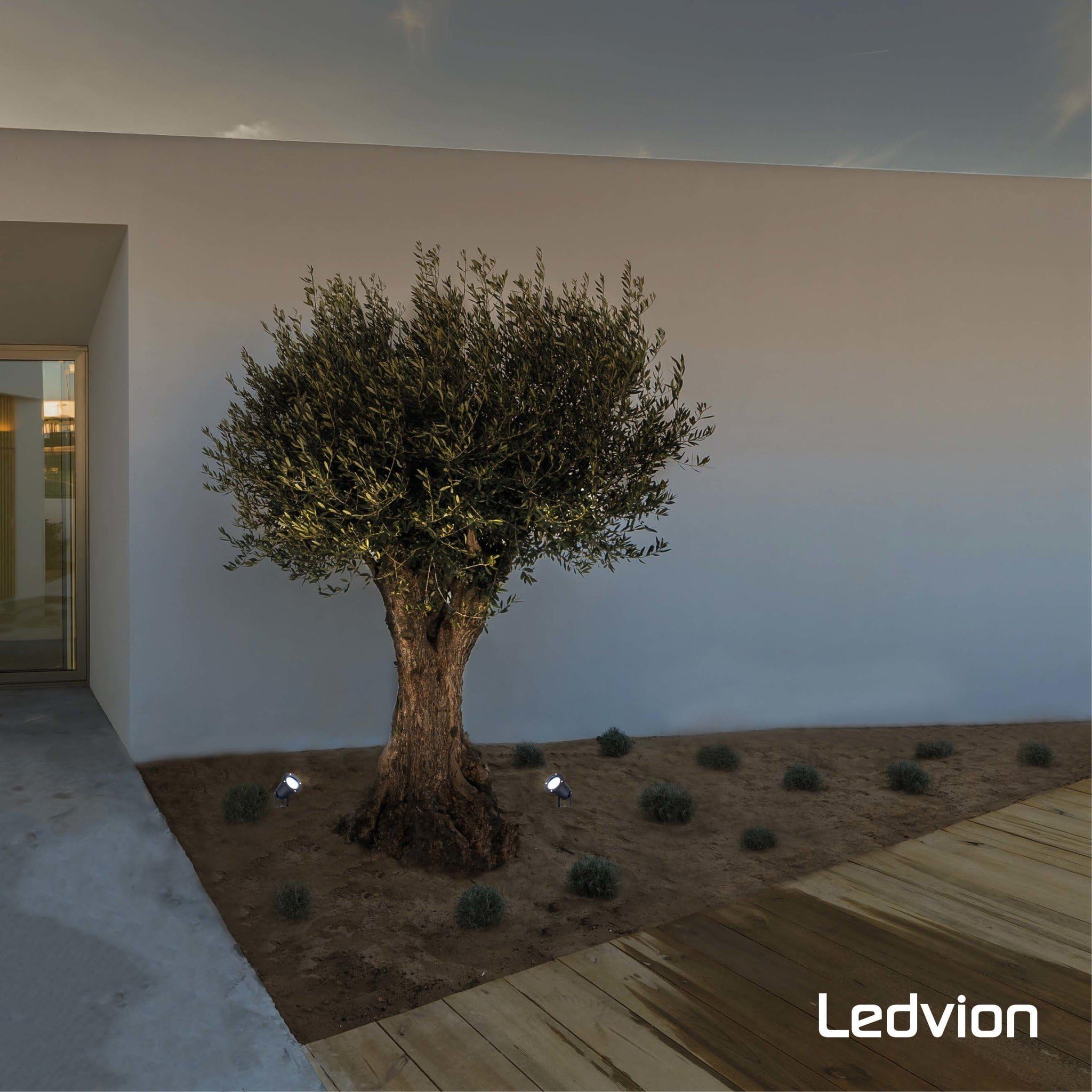 Ledvion 6er Set Gartenstrahler mit Erdspieß IP65 3W 6500K GU10 dimmbar | Fuer Garten Terrasse Einfahrt Wege Beete und dekorative Aussenbeleuchtung