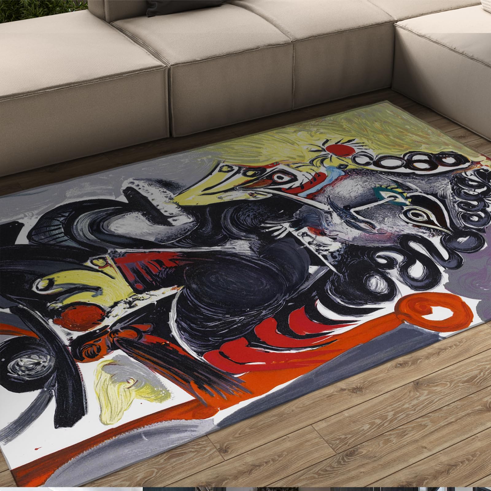 Tapis maison décoratif antidérapant style Picasso 60x180cm stable