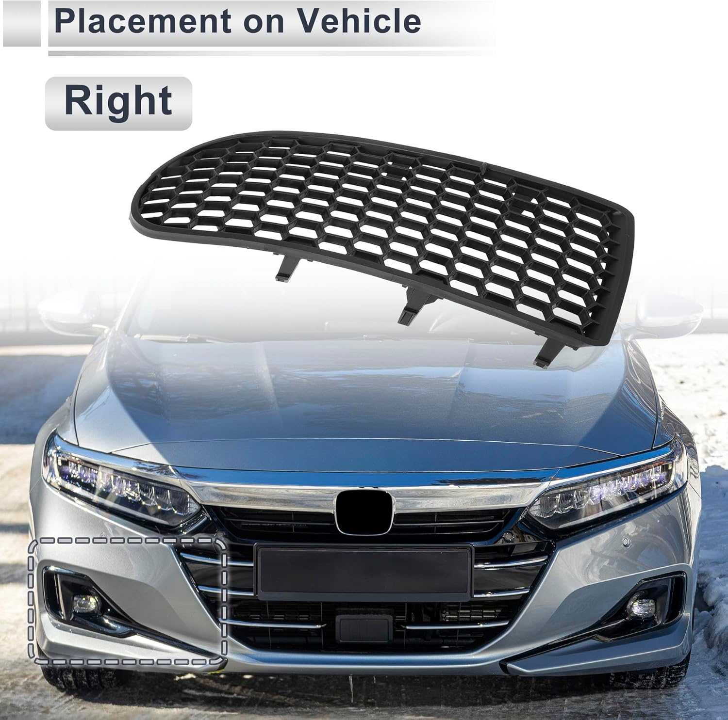 Front Right Fog Light Grill for Volkswagen Beetle 2006-2010 Front Lower Bumper Fog Light Cover Inserts No.1C0807684A ABS 1 Pc