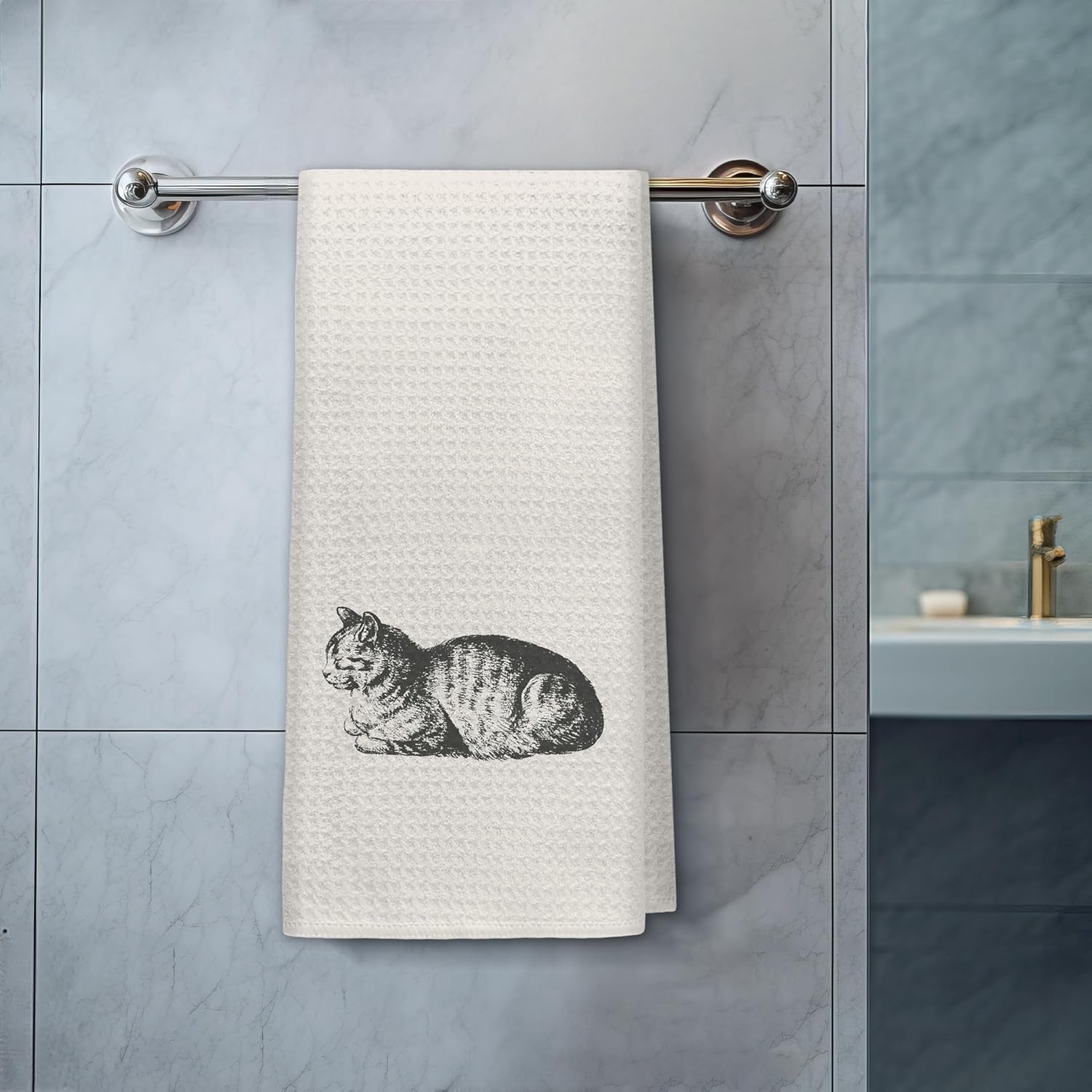 Retro Cat Dish Kitchen Towels, Cat Gifts for Cats Lovers Women, Cats Decorative Hand Towels for Bathroom, 16x24 Inch - Image 9