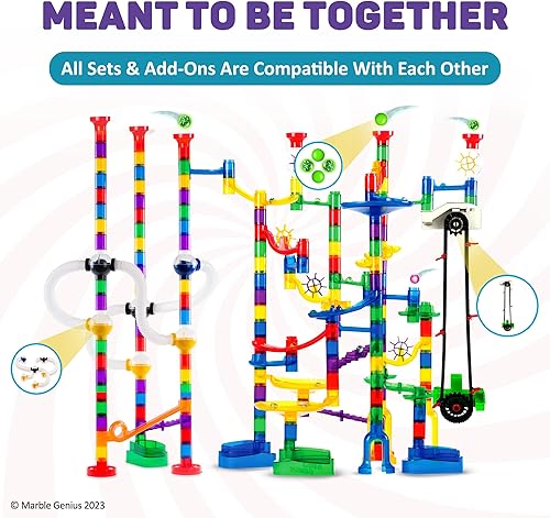 Miniatura 5 de Marble Genius Paquete Glow Extreme Set (300 piezas), elevación automática de cadena, tubos de canica y accesorios de esferas, perfecto para niños y