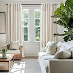 90 Inch Long Linen Curtains for Living Room Bedroom Window Drapes with Bronze Grommets Farmhouse Decor Light Filtering Privacy Linen Curtains Textured Window Semi Sheer Drapes 52x90 Inch 2 Panels