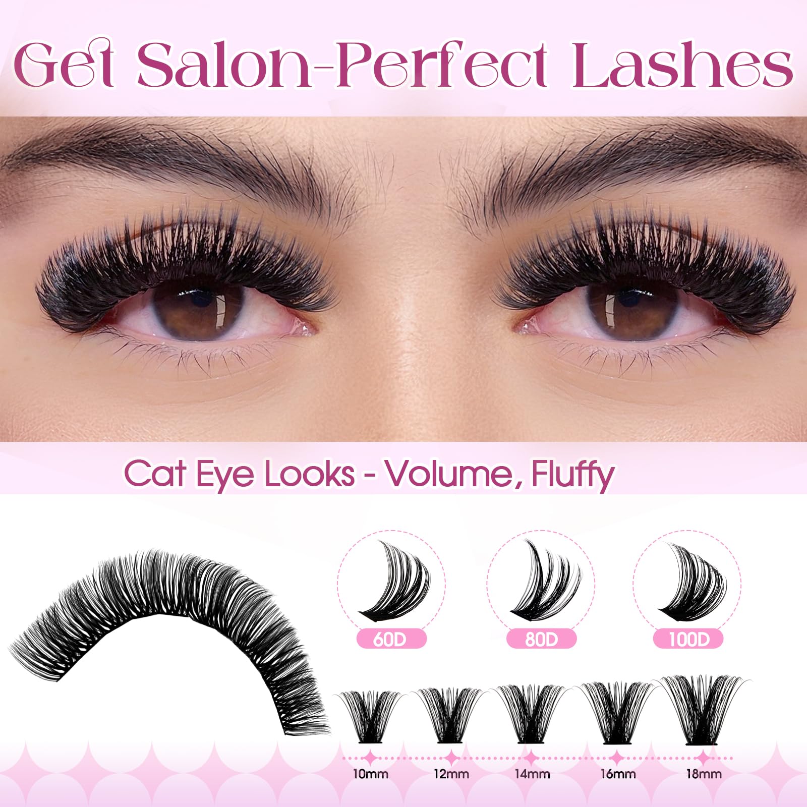 WENDY LASHES Clusters Kit D Curl DIY Wimpern Fluffy Lash Clusters