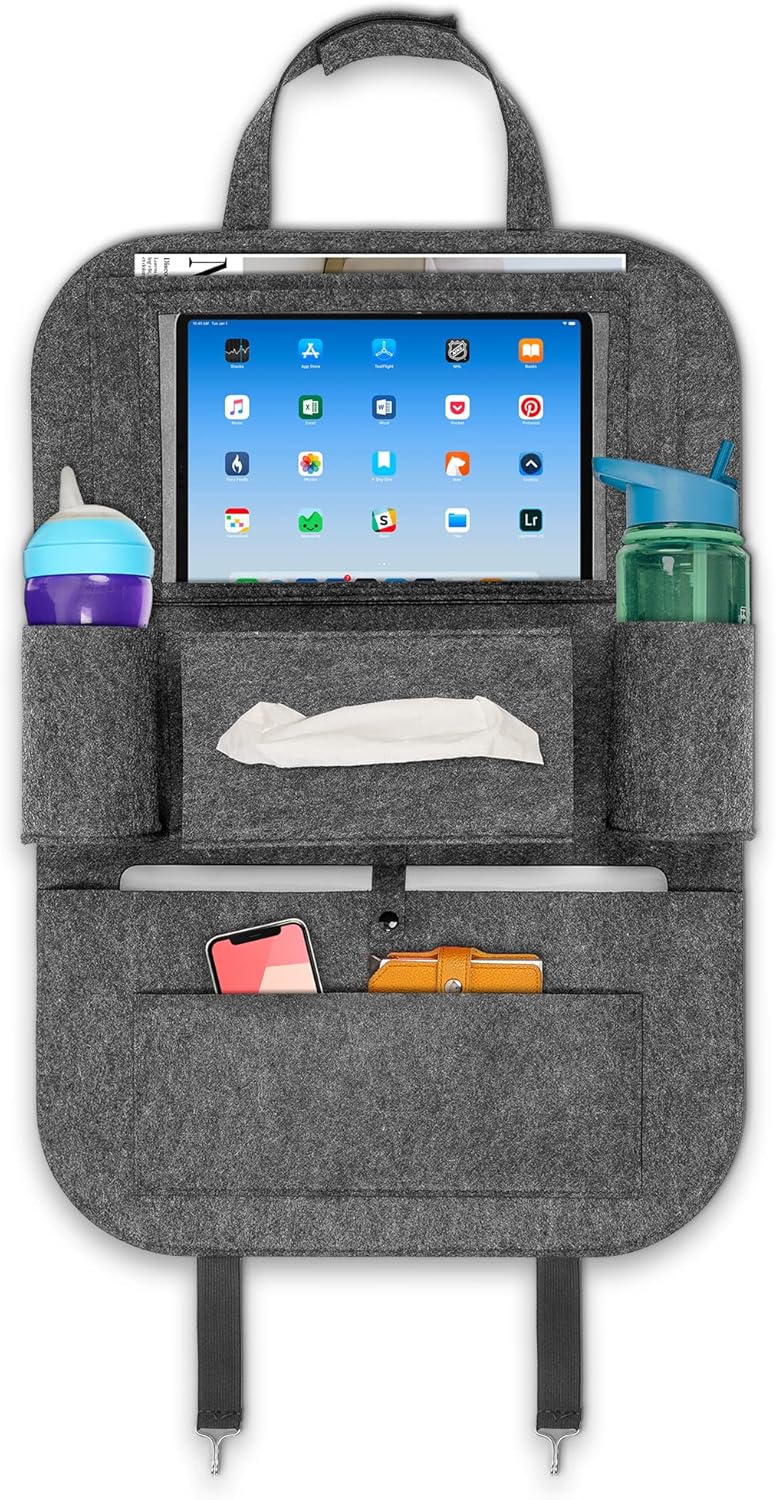 ECENCE 1x Car Seat Organiser Felt Material Car Organiser Back Seat for