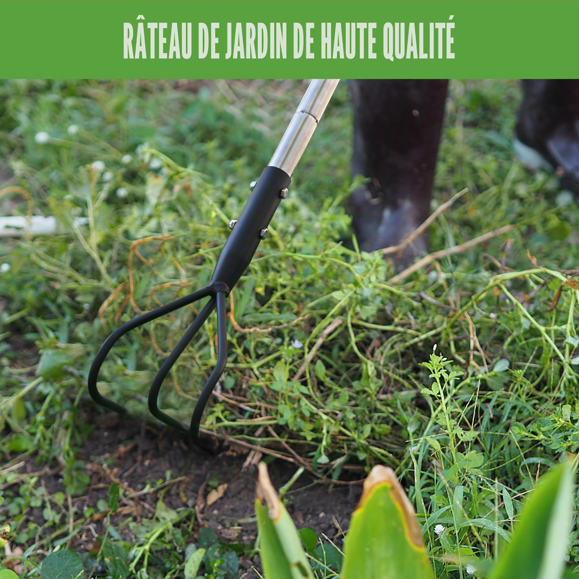 YEELOR Cultivateur de jardin multifonctionnel 3 griffes long manche poignée réglable 140 cm outils de désherbage ameublissement sol