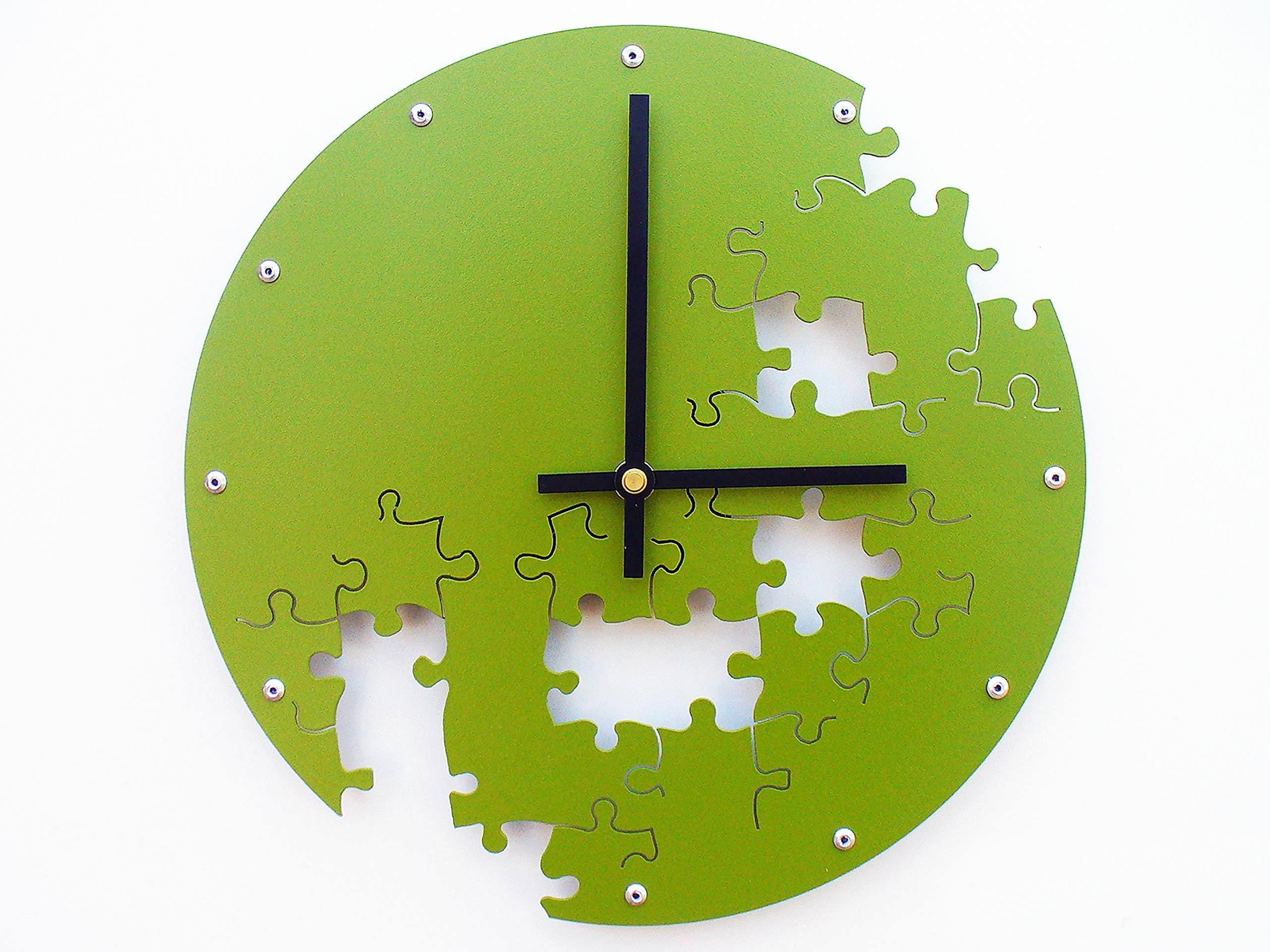 Puzzle V Wall Clock Medium in Dark Green