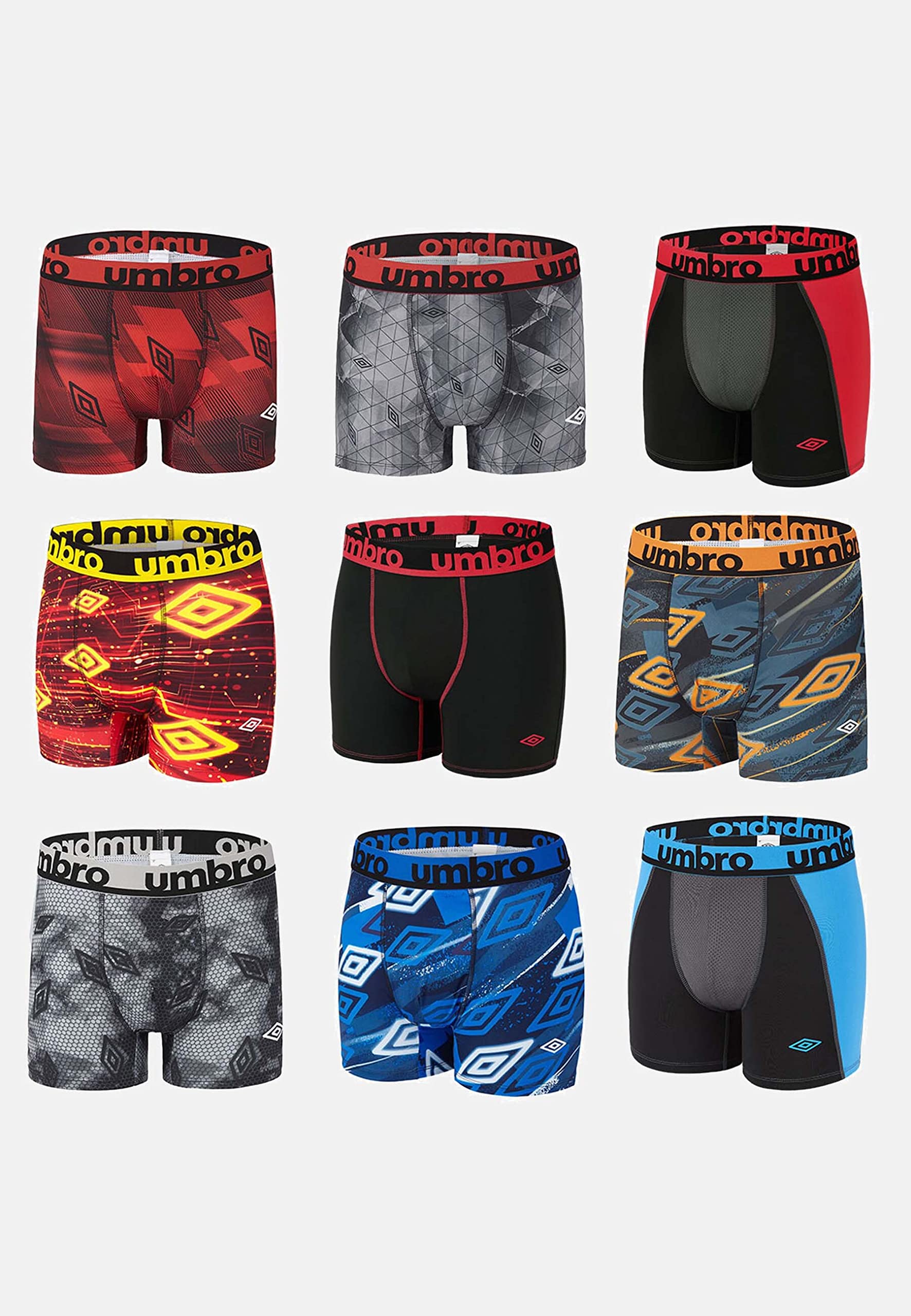 Umbro Pack Surprise Boxer Homme Ajustement Parfait, Calecon Modèle Aléatoire, Respirant, Liberté de Mouvement et Maille Aérée (Lot de 6)