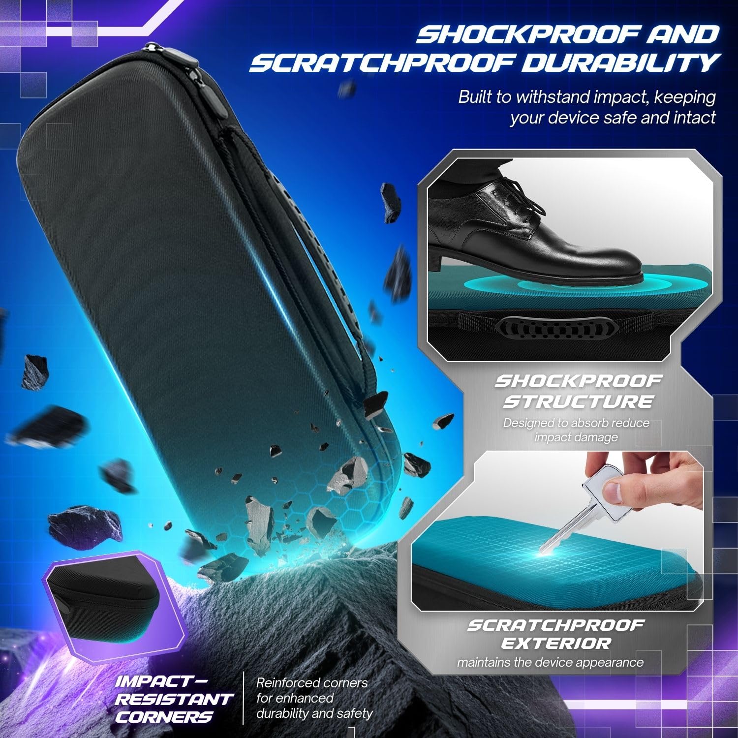 TNP Custodia da trasporto per PlayStation Portal, borsa da viaggio portatile per PS5 con custodia protettiva in silicone e 2 pellicole protettive per lo schermo, antiurto e anti-collisione