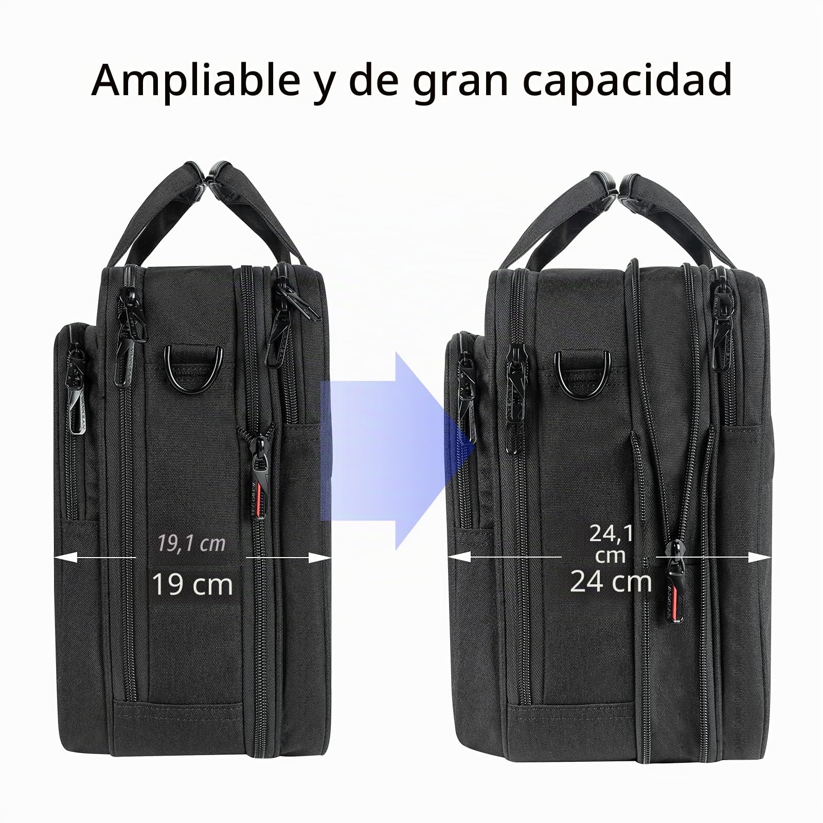 VANKEAN - Maletín para ordenador portátil de 17,3 pulgadas, para hombre y mujer, bolso bandolera, portátil repelente al agua con bolsillo RFID, bolsa de mensajero extensible