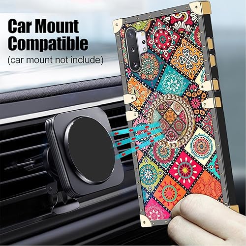 Miniatura 3 de Funda de teléfono cuadrada retro para Samsung Note 10 Plus con anillo de soporte y cordón, para niñas y mujeres, hippie, bohemio, psicodélico,