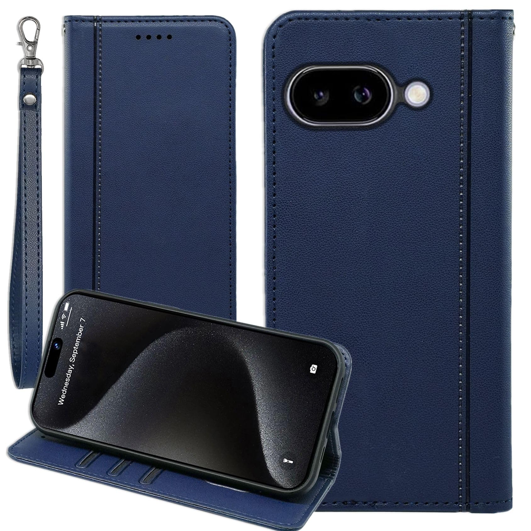 Google pixel 9A ケース 手帳型 pixel9A ストラップケース softbank au docomo SIMフリー 全対応 グーグル ピクセル 9A 手帳ケース ピクセル9A pixel9A カバー pixel 9A 携帯カバー ストラップ付きケース 手帳 耐衝撃 カード入れ 適用 Cobeimisr CASE マグネット ストラップ カード スマホケース ネイビー