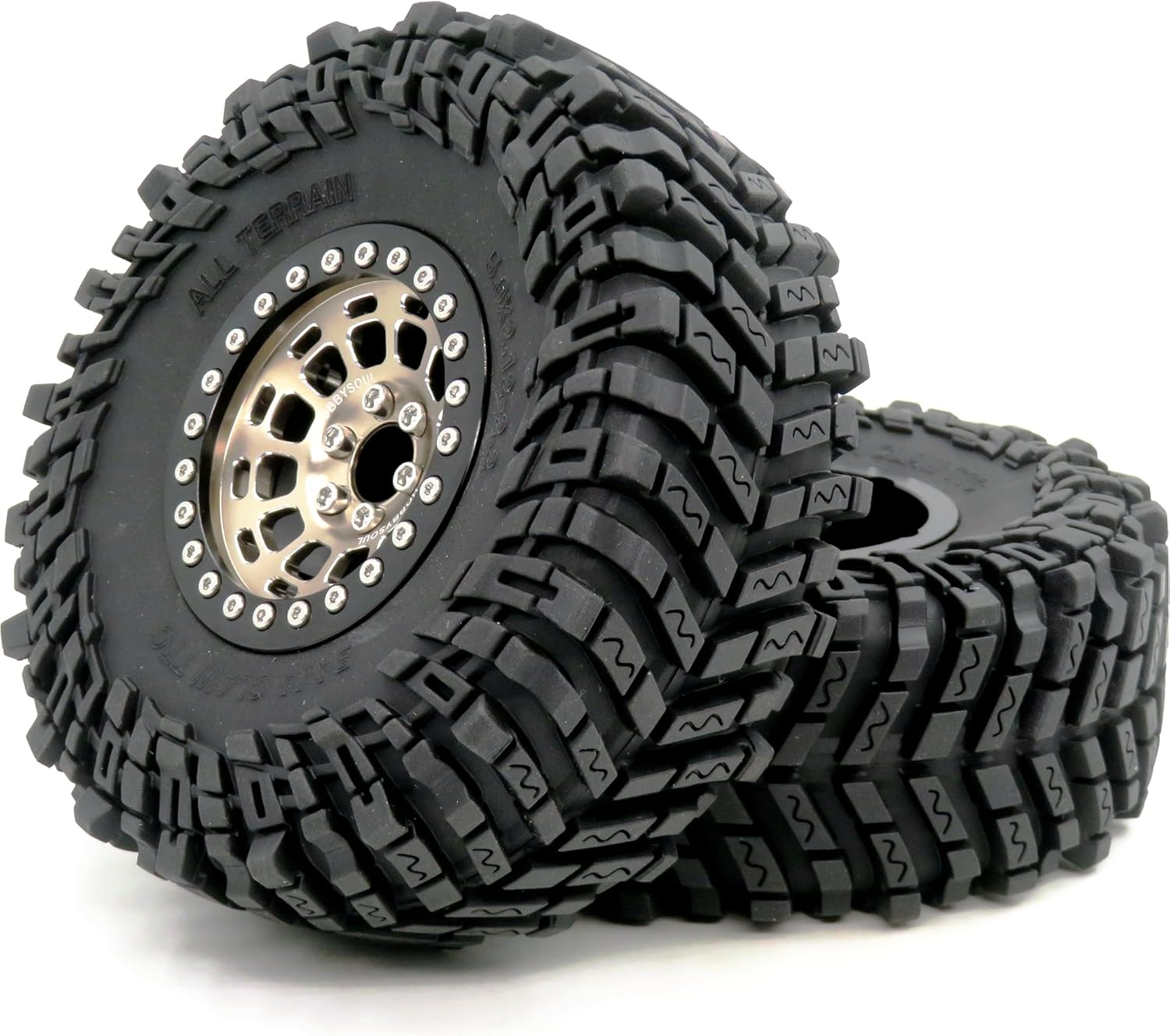 HOBBYSOUL -10mm Negative Offset 2.2 Beadlock Wheels and Tires, 5.0'' Tall tyre & 40mm Wide Rims for RC Mud Crawler All Terrain TRX4 Gen8 Capra Wraith Upgrades,HS701094