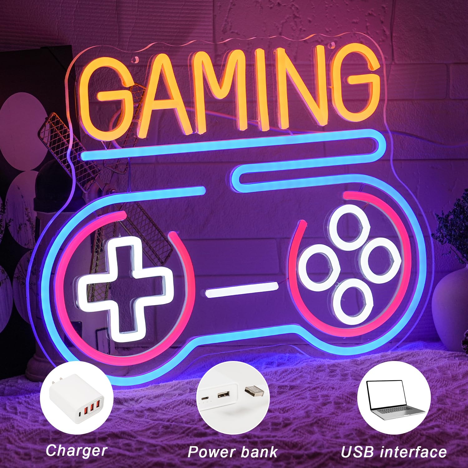 LMSIGNLY Gaming Neon Sign for Wall Decor Game Neon Light Gamer Neon Light Sign Letter LED Sign for Home Boysroom Game Zone Shop Gaming Club - Image 4