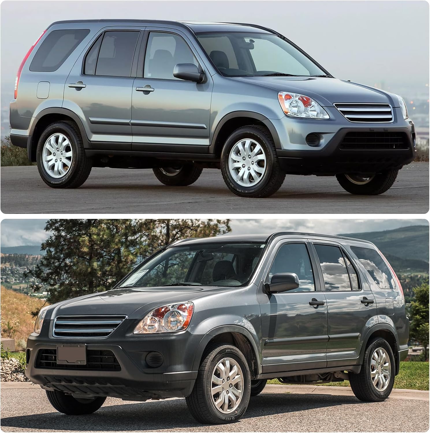 Headlight Compatible with 2005 2006 Honda CRV Headlamp Chrome Housing Amber Reflector Replacement Pair（W/O Bulbs）