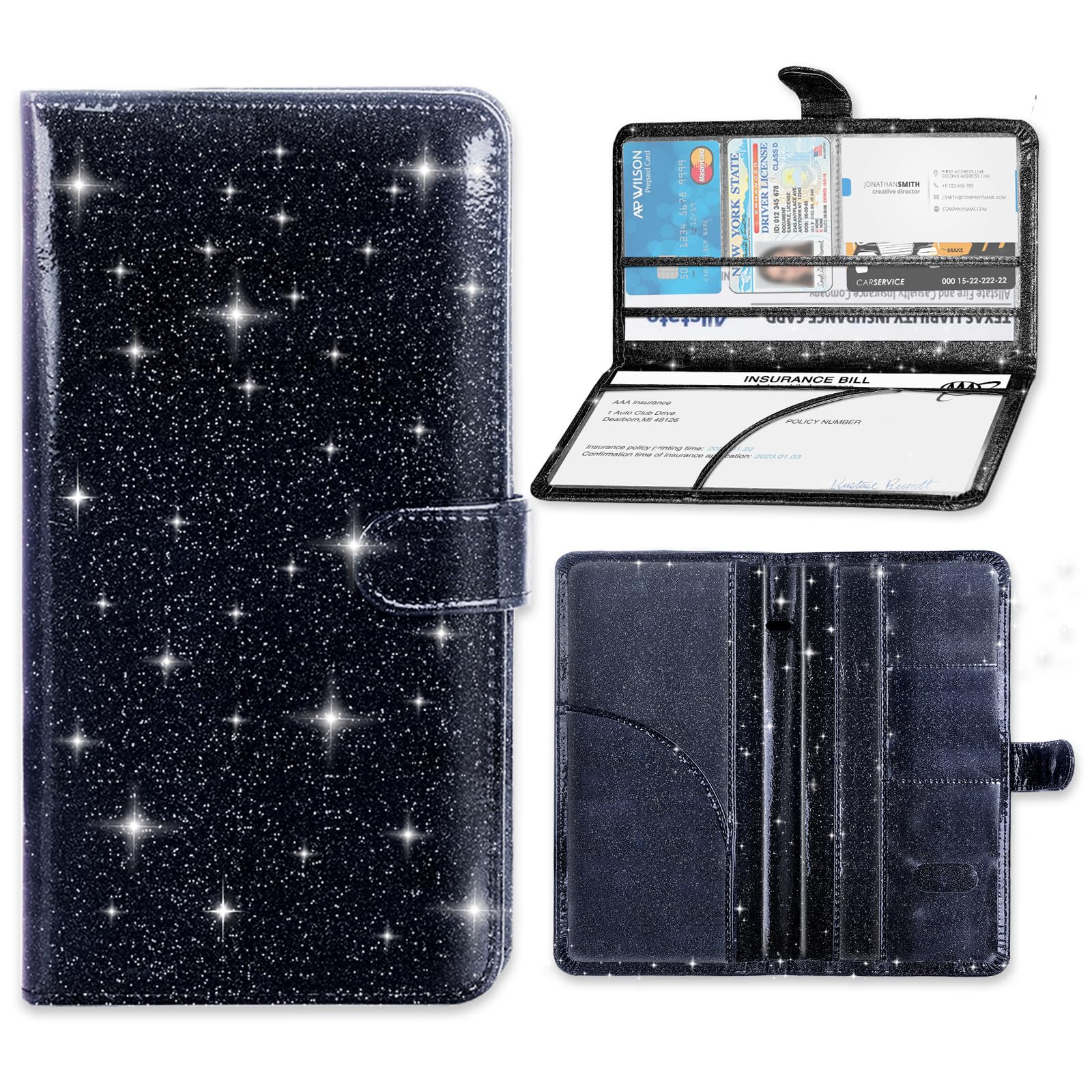 Weishenghuo Car Registration and Insurance Card Holder, Document Holder for Cards, Driver Vehicle License Document Glove Box Compartment Organizer, Car Essentials For Women