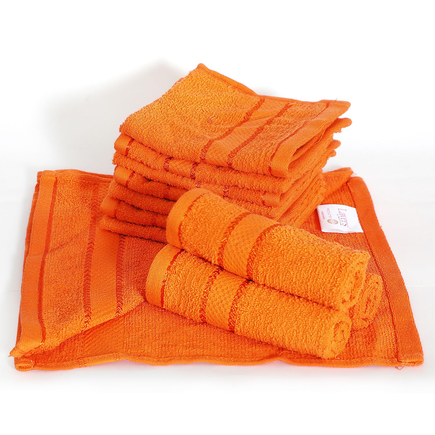 Layers Everfresh 100% Cotton 380 GSM Orange Face Towels - Pack of 12 (30 x 30 cm) Super Soft Towels for Men/Women-picture-34