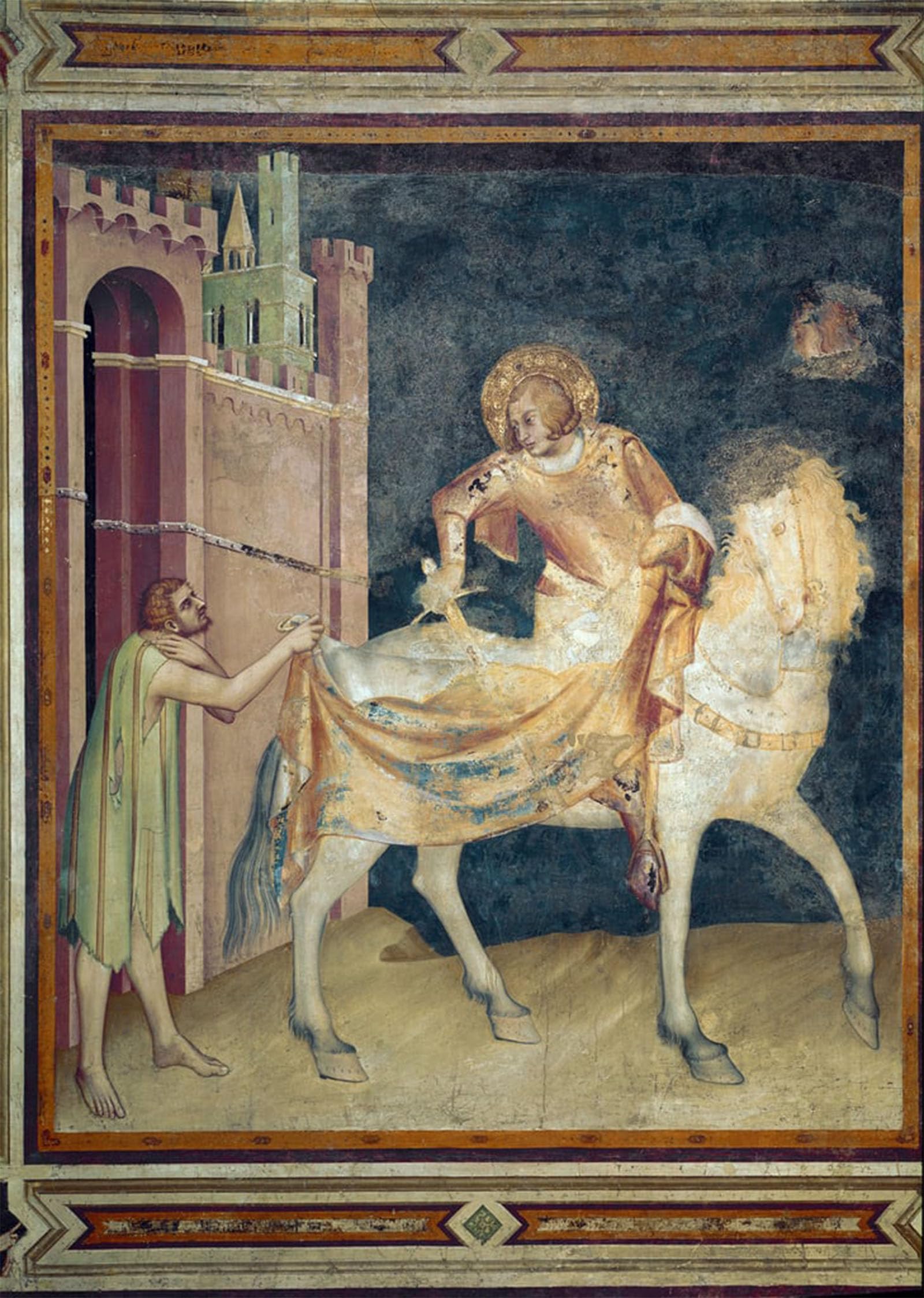 ARTXLXXBN Famous Painting Art Wall Decor Abstract Art Picture Saint Shares His Coat with a Beggar by Simone Maritini Animal Pictures for Home Decor 60x90cm