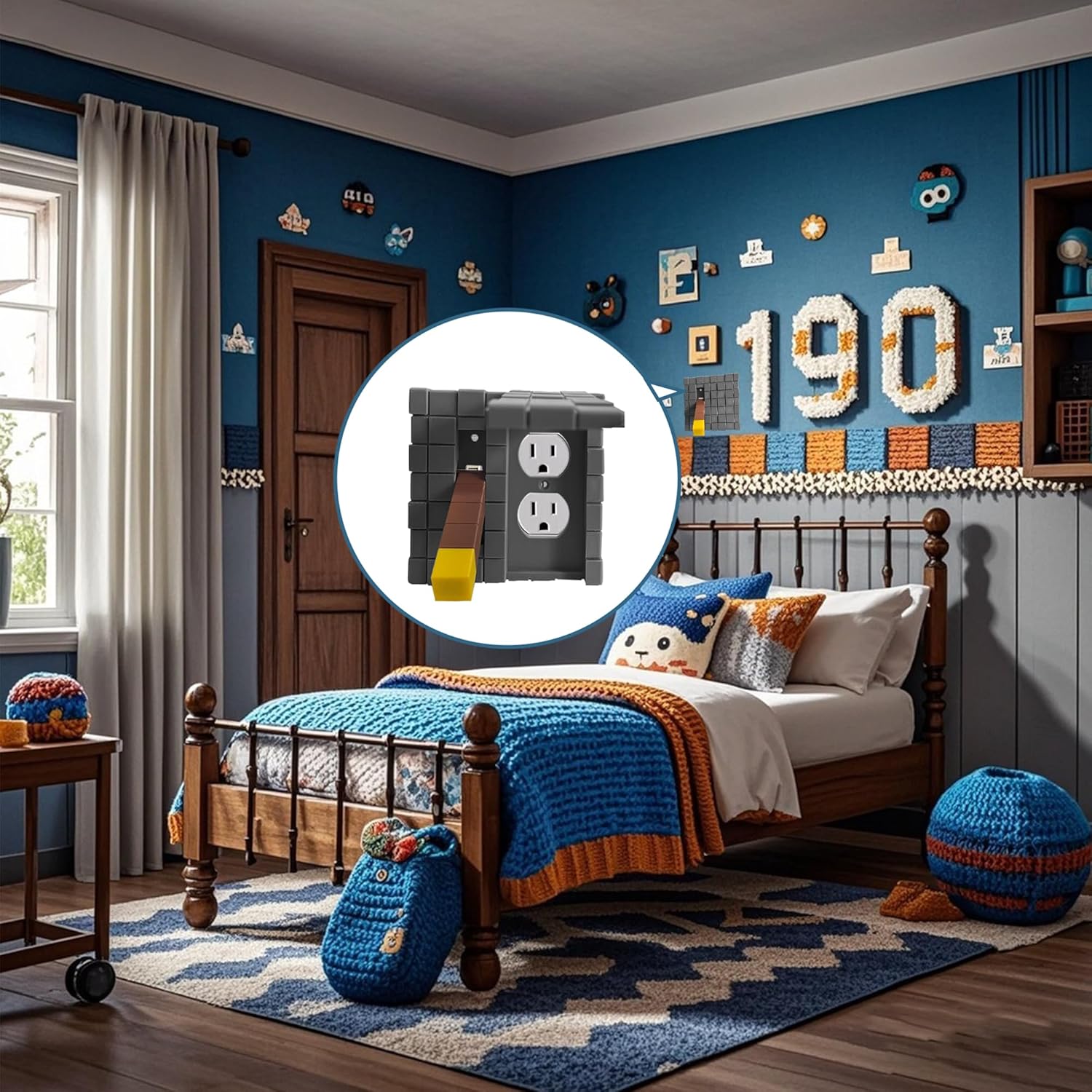 Creative 3D Building Block Light Switch Cover - Interchangeable & Easy-to-Install Wall Plate, Unique Home Decor Gift for Gamers & Kids Room,Yellow stick