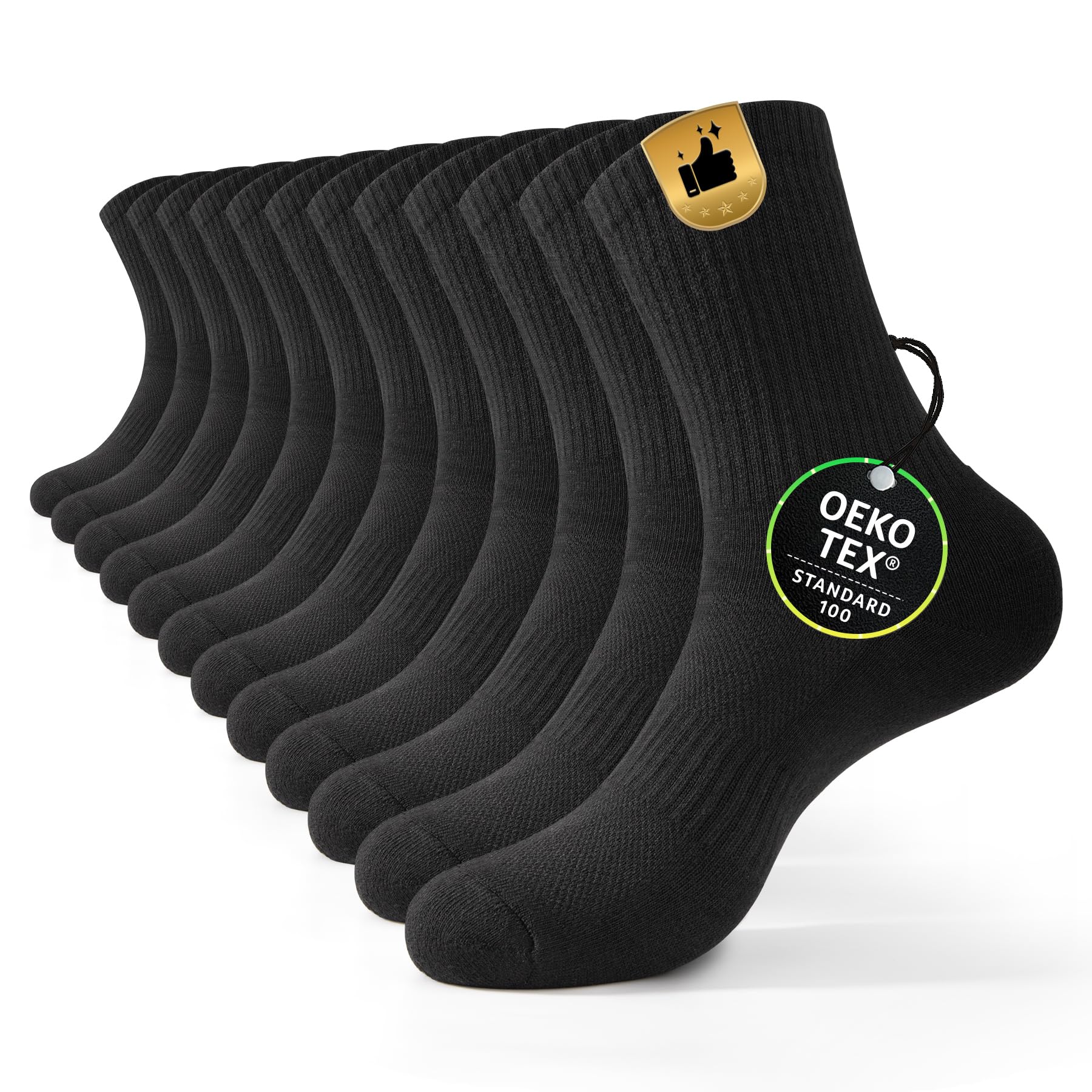 FALARY Socken Herren Damen Sportsocken aus Baumwolle–Atmungsaktive Crew Socken mit Frotteesohle, ideal für Sport und Alltag, 3er/6er/12er Set, Größe 35–50