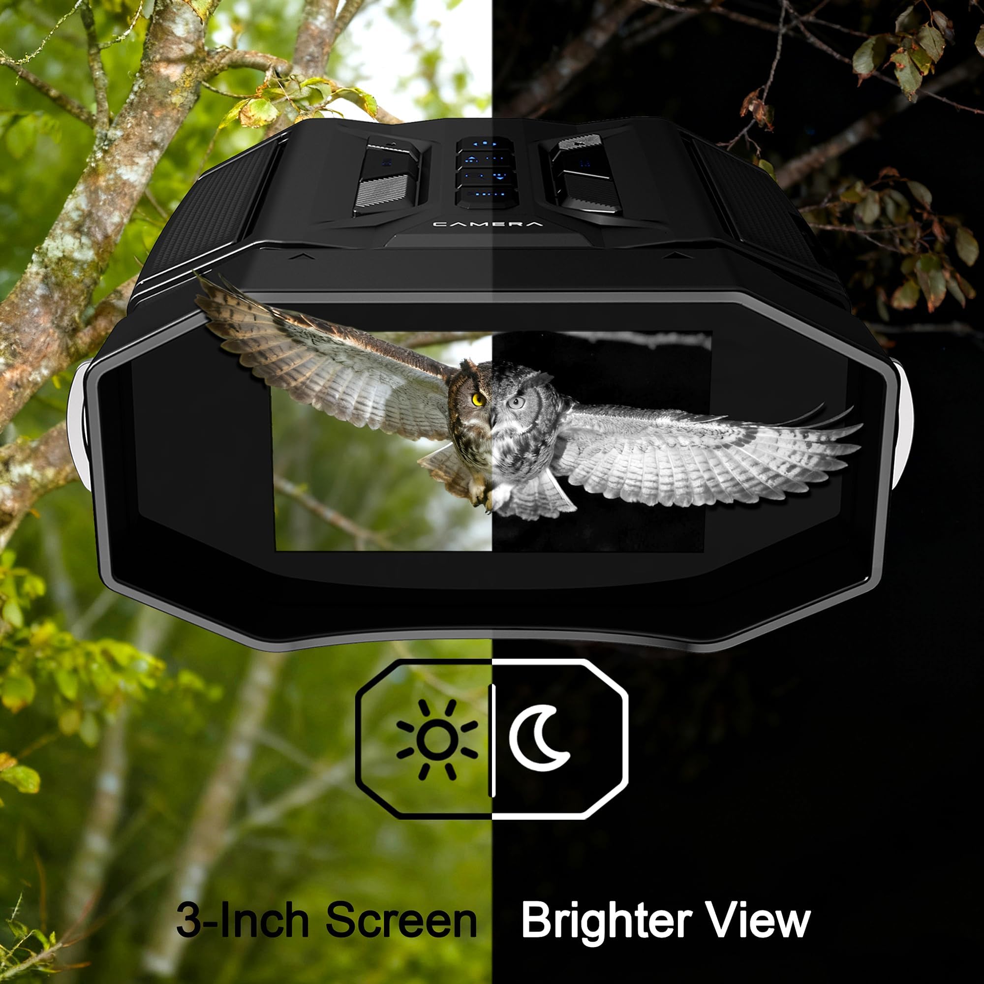 Nachtzicht verrekijker, 3 Inch 1080P HD Oplaadbare Verrekijker Telescoop 40MP Camera 200M 8X Zoom Digitale Infrarood Nachtzicht for Jacht camping(With
