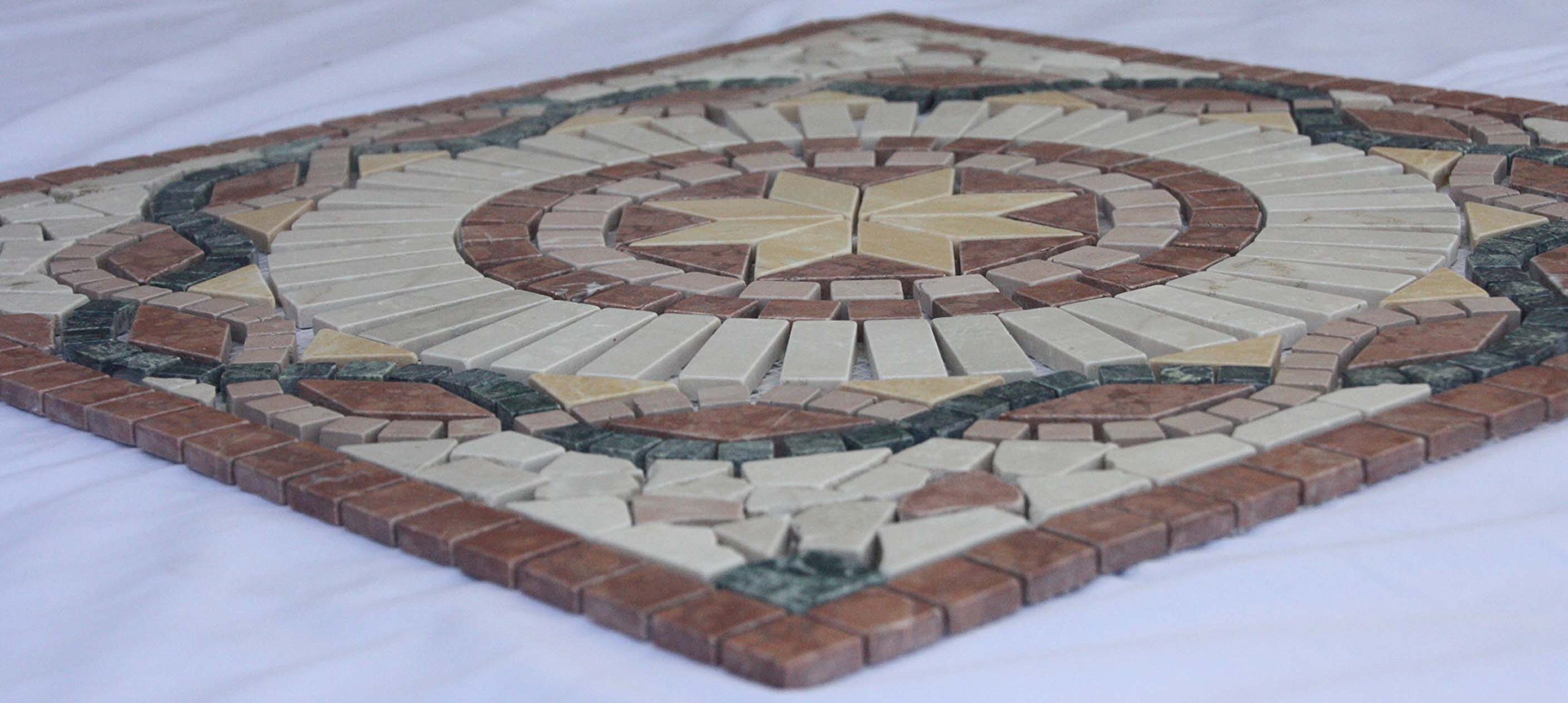 Ródano de mármol antiguo 60x60 cm Rosa de los vientos Mosaico Incrustación de piedra natural Azulejos Rosso Verona 015