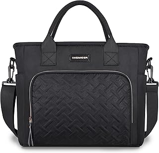 INSMEER Bolsa Termica Marmita 11L, Lancheira Termica Adulto Impermeável, Leve e Portátil à Prova de Vazamentos, Cooler Térmico com Alça Ajustável para Trabalho, Piquenique, Acampamento (Preta)