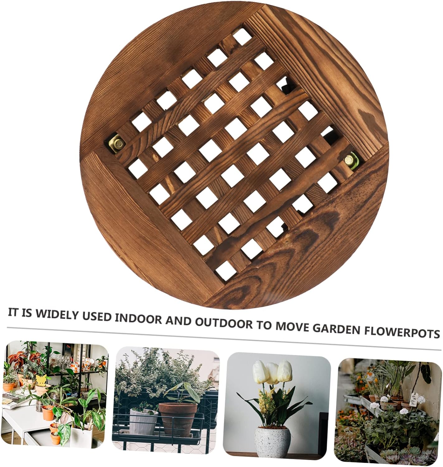 Wooden Round Plant Pot Tray Removable Flower Pot Base Solid Design for Use Aesthetic Display Stand for and Potted Plants
