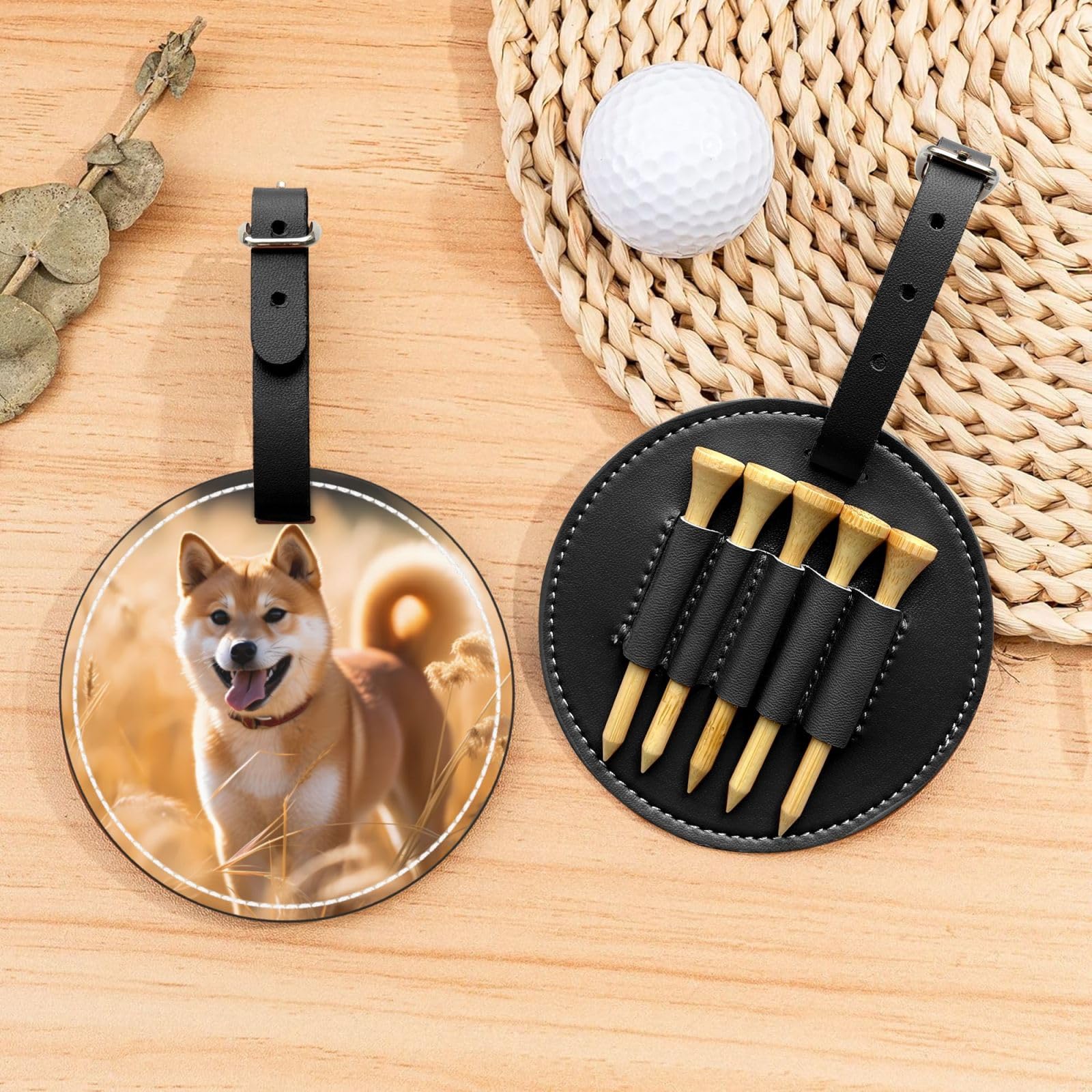 Shiba Inu Black Golf tee Storage Bag - Durable and wear-Resistant Golf Accessories