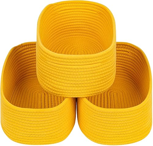 CubesLand Cestas de almacenamiento tejidas con cuerda, canasta organizadora pequeña para el cuarto de bebé, contenedores rectangulares de