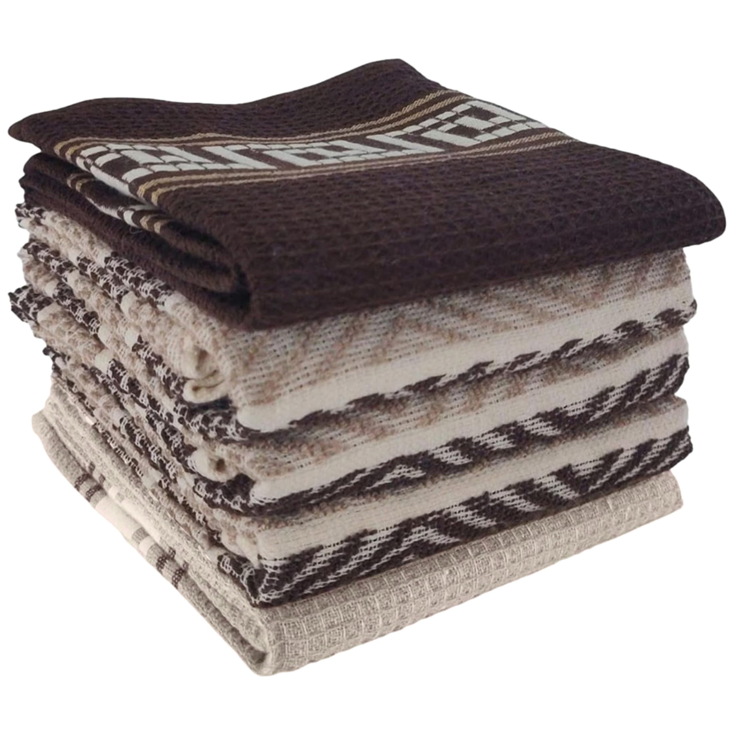 Olivia Rocco Natural 5 Pack Tea Towels Venice 100% Cotton Kitchen Towel Super Absorbent Quick Drying Soft Dish Cloth Set,